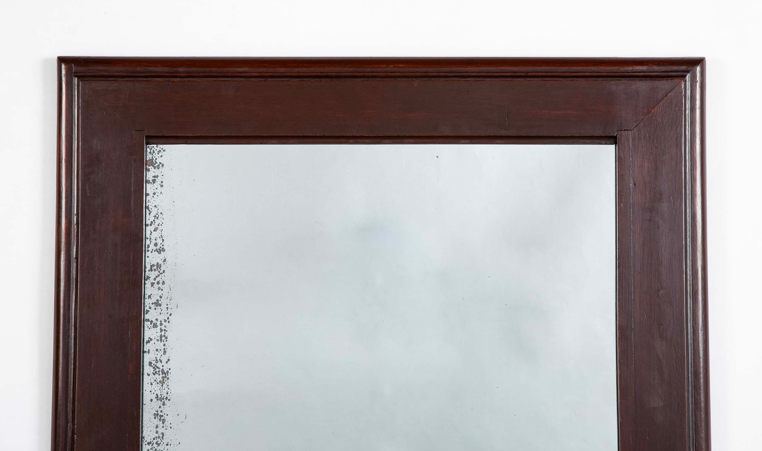 Flat Profile Molded Mahogany "Entablature" Framed Mirror