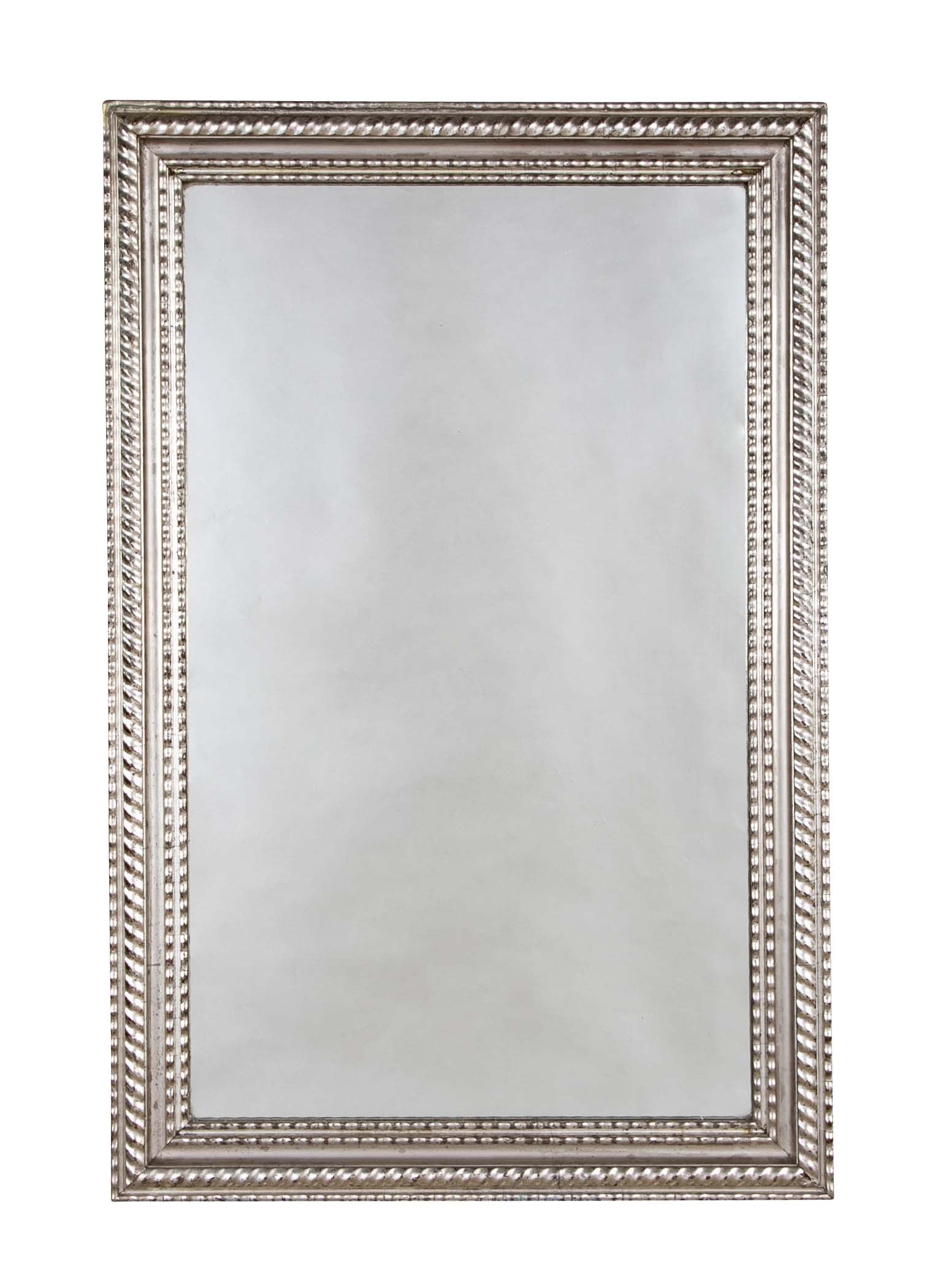 A Louis Philippe Carved and Silver Gilt Wood Framed Mirror