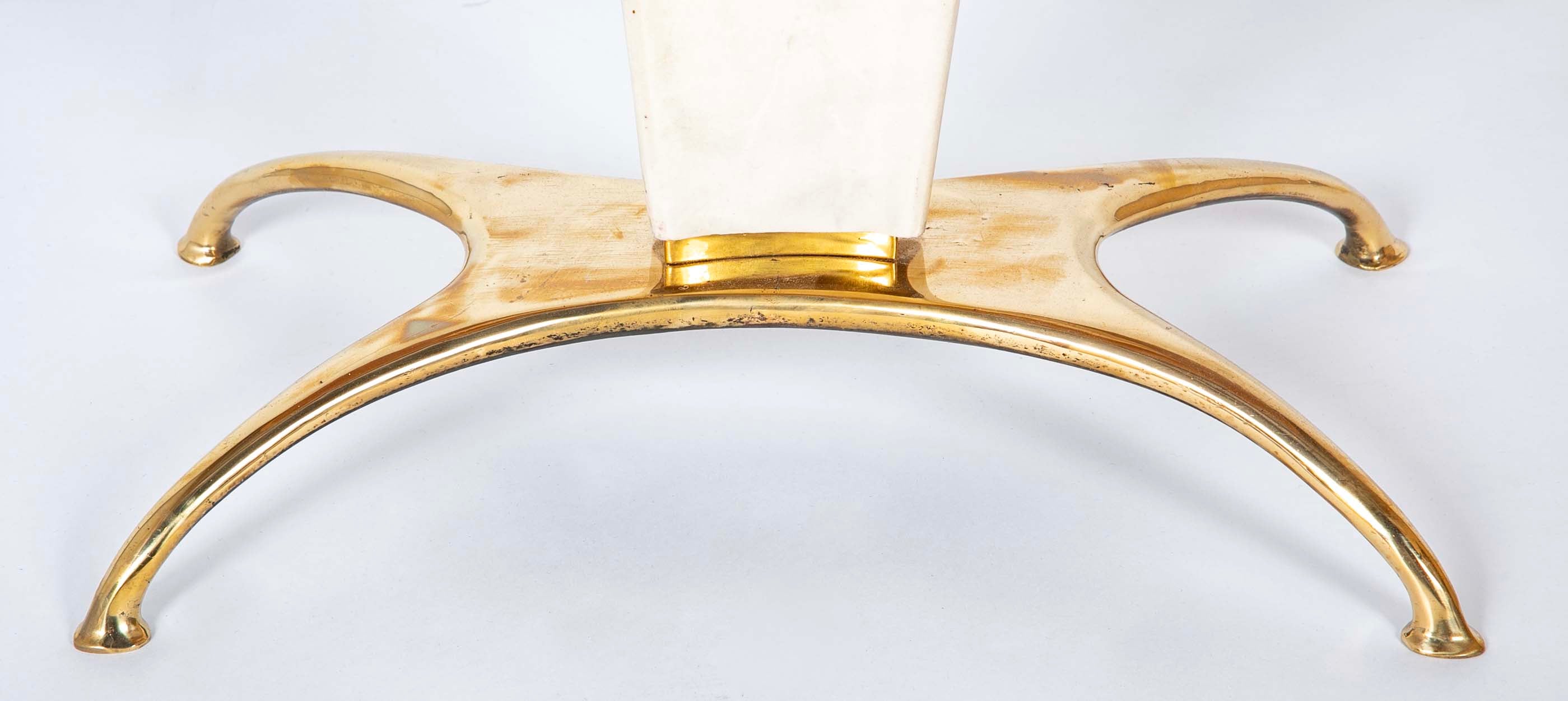 Pair of Italian Mid-Century Parchment & Brass End Tables