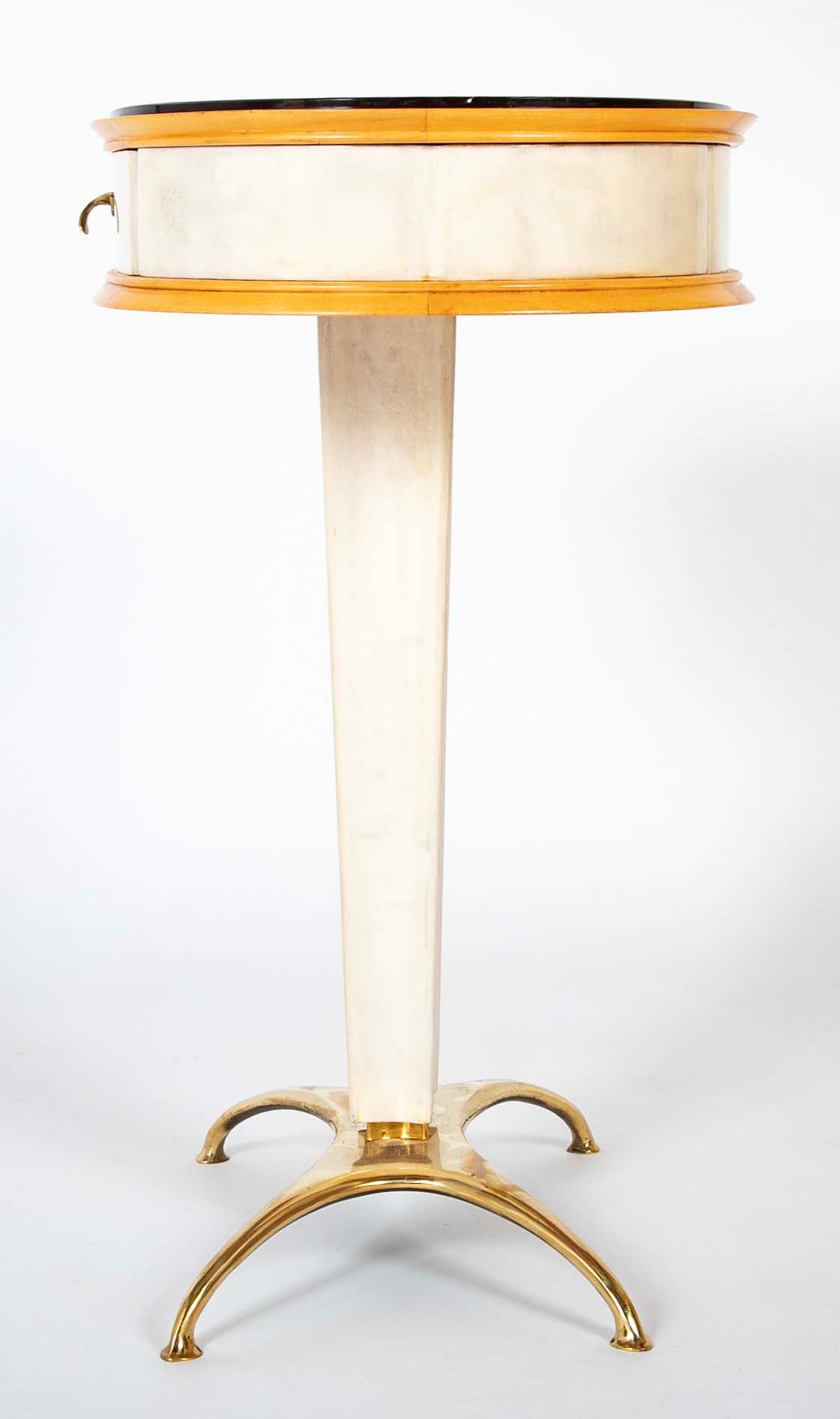 Pair of Italian Mid-Century Parchment & Brass End Tables