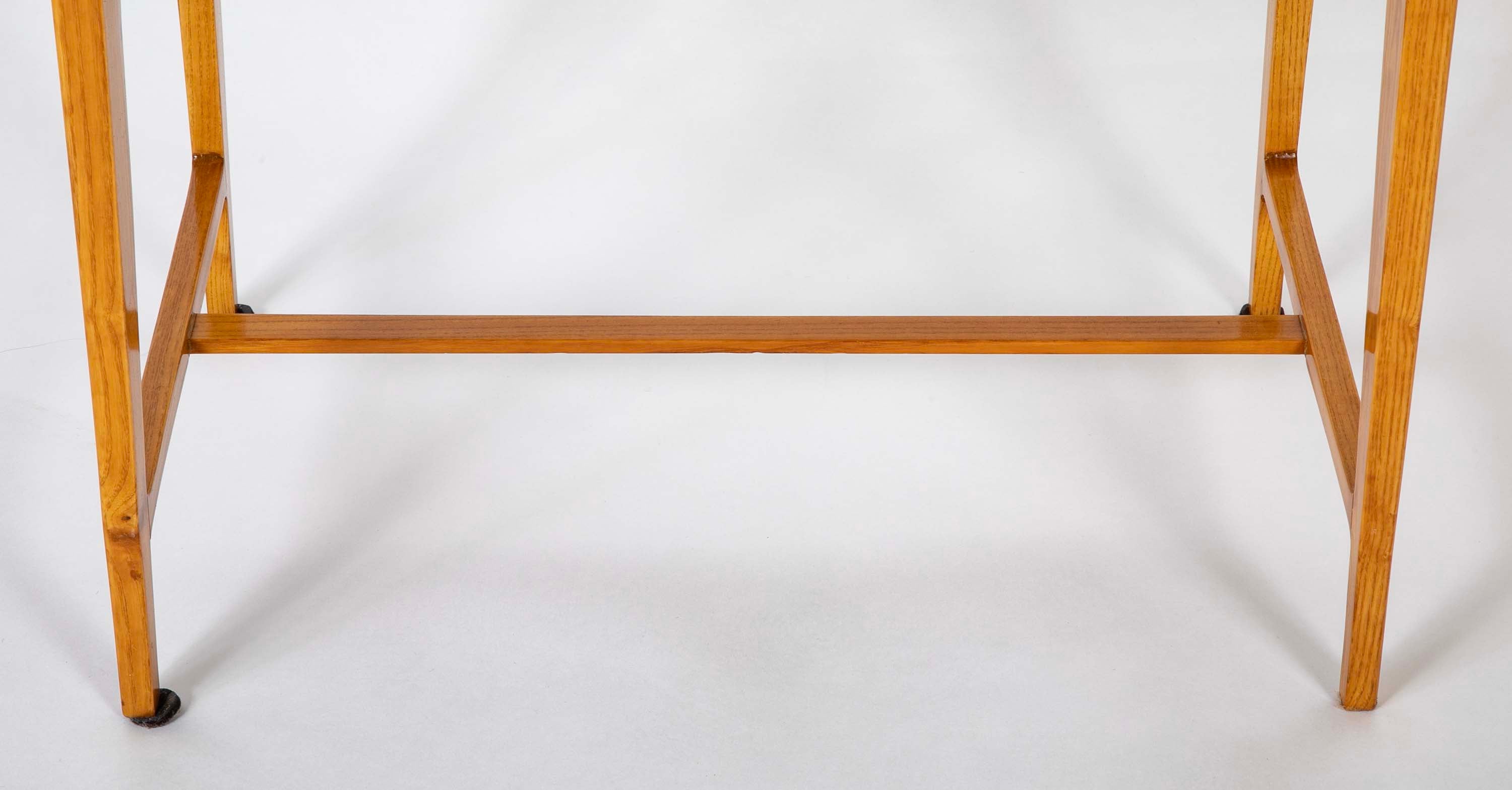 Pair of Ash and Leather Tabourets / Benches Attributed to Gio Ponti