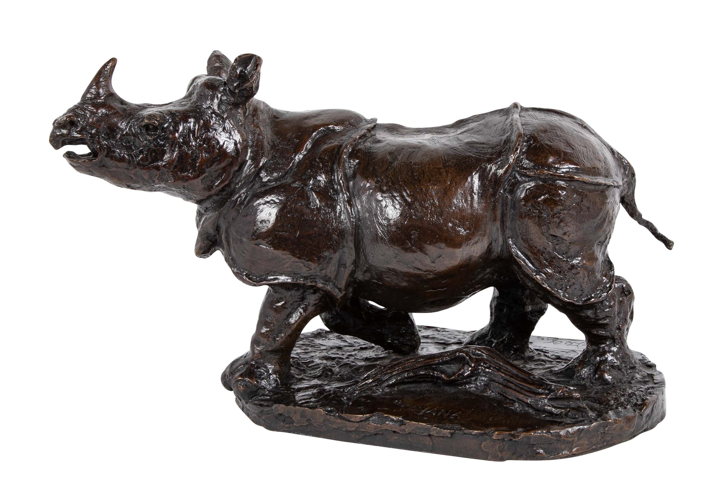 "Savana" Bronze Rhinoceros by French Sculptor Robert Godefroy