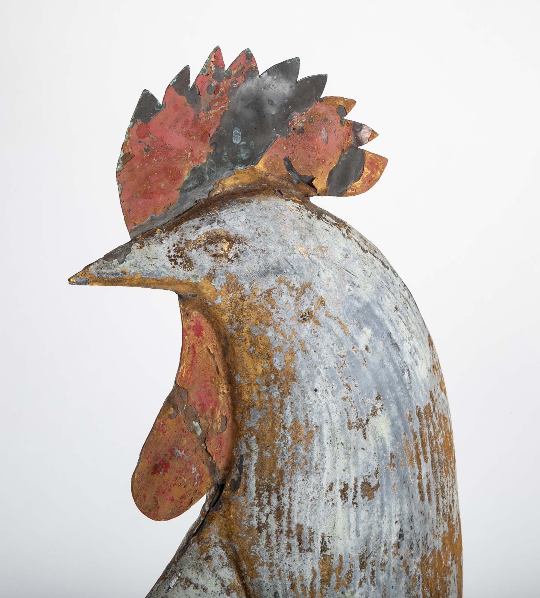 Large Copper Rooster Weathervane - Probably by J W Fisher & Co. New York, NY