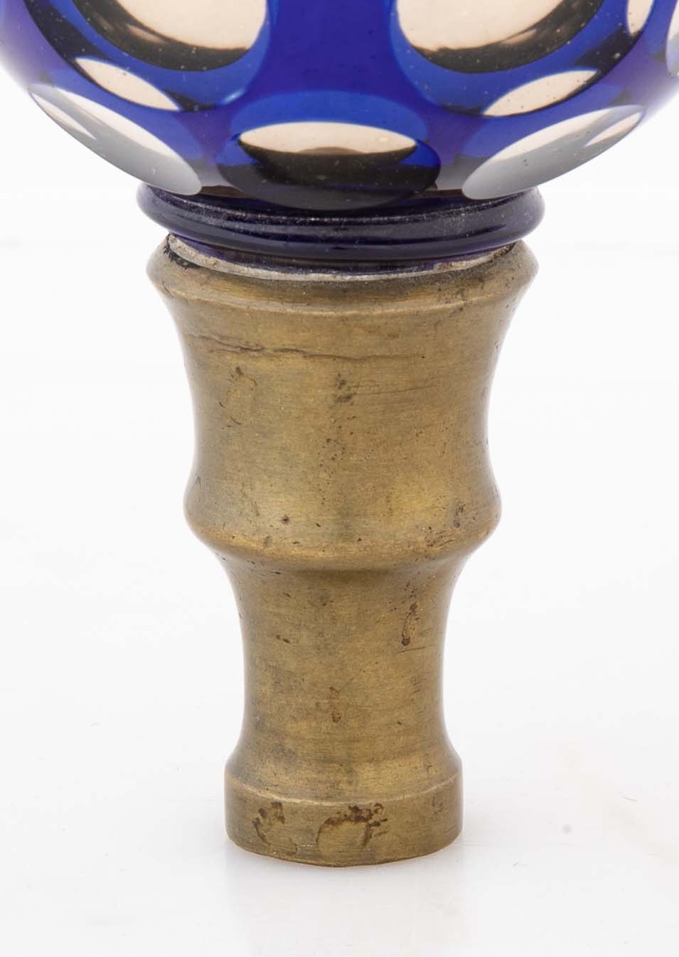 Pair of Blown Cobalt Blue Glass & Mercury Globe Newel Post Finials