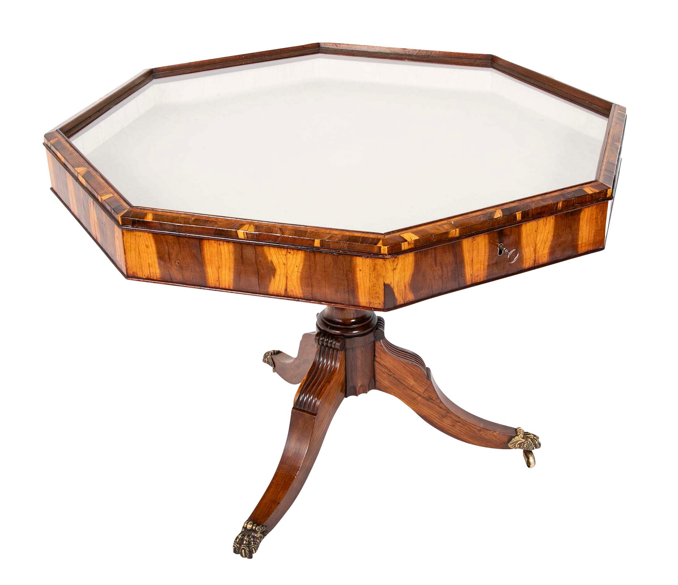 English George IV Cocus Wood Octagonal Vitrine Table