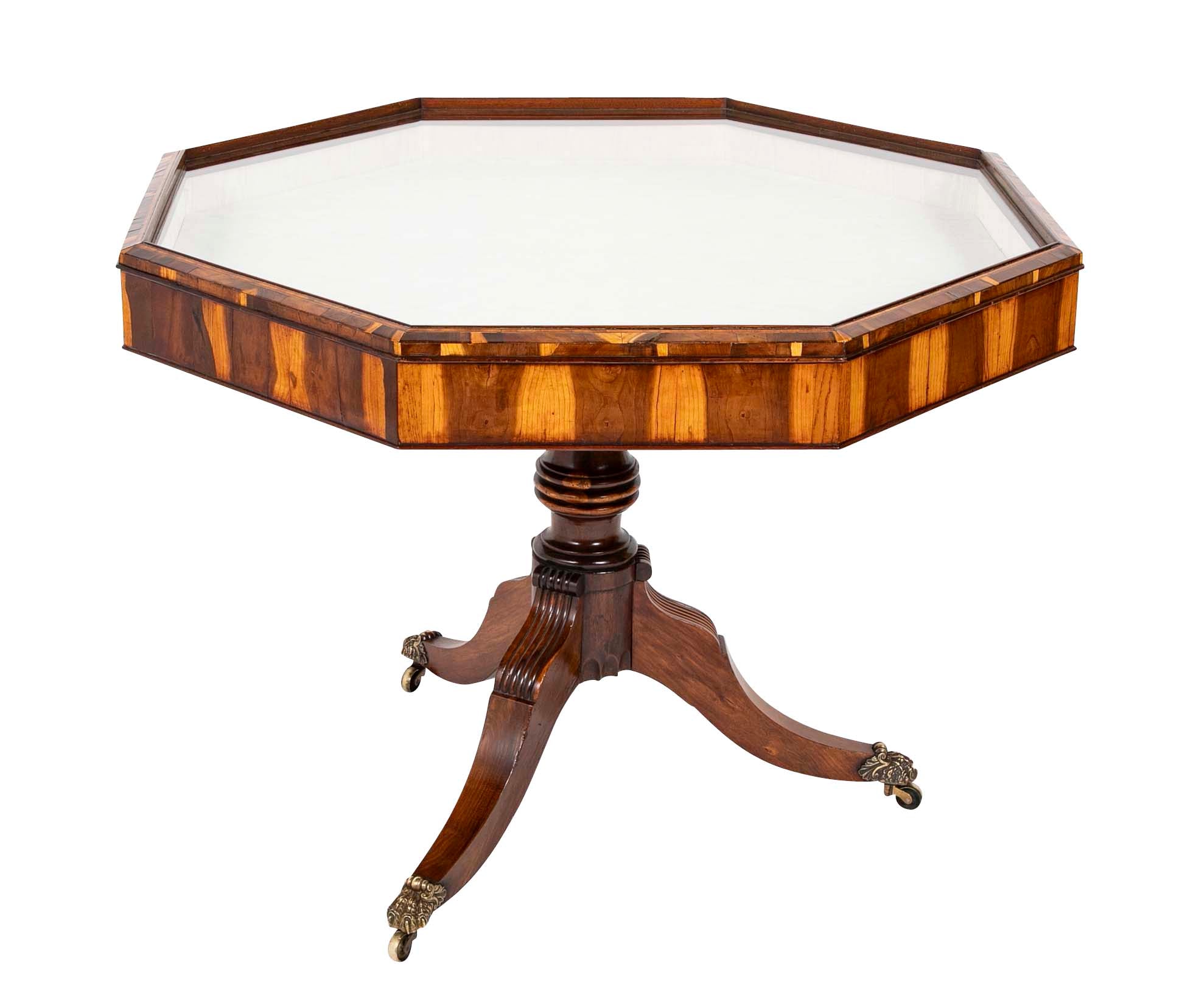 English George IV Cocus Wood Octagonal Vitrine Table