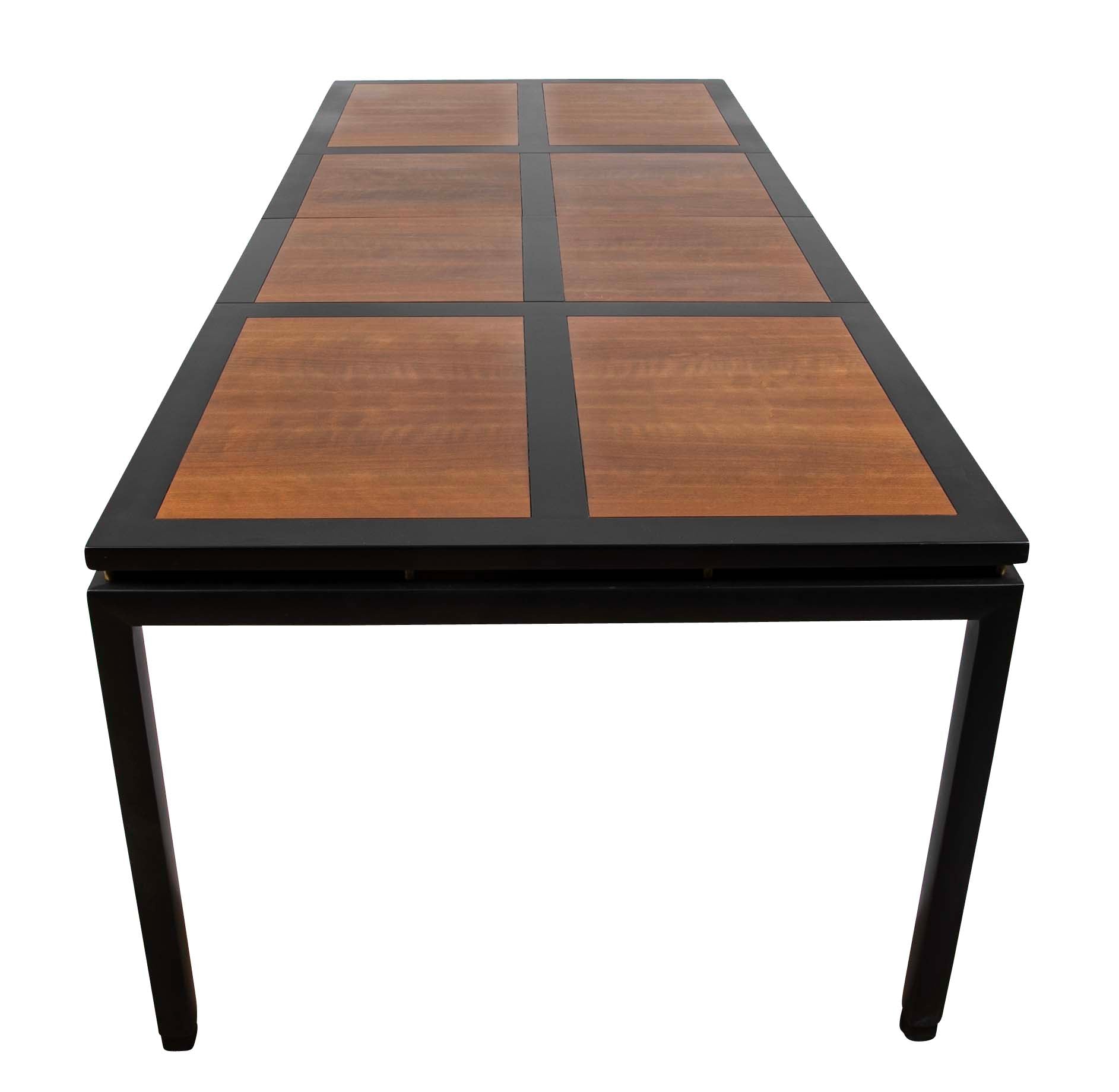 Michael Taylor Black Lacquer & Birch Dining Table for Baker
