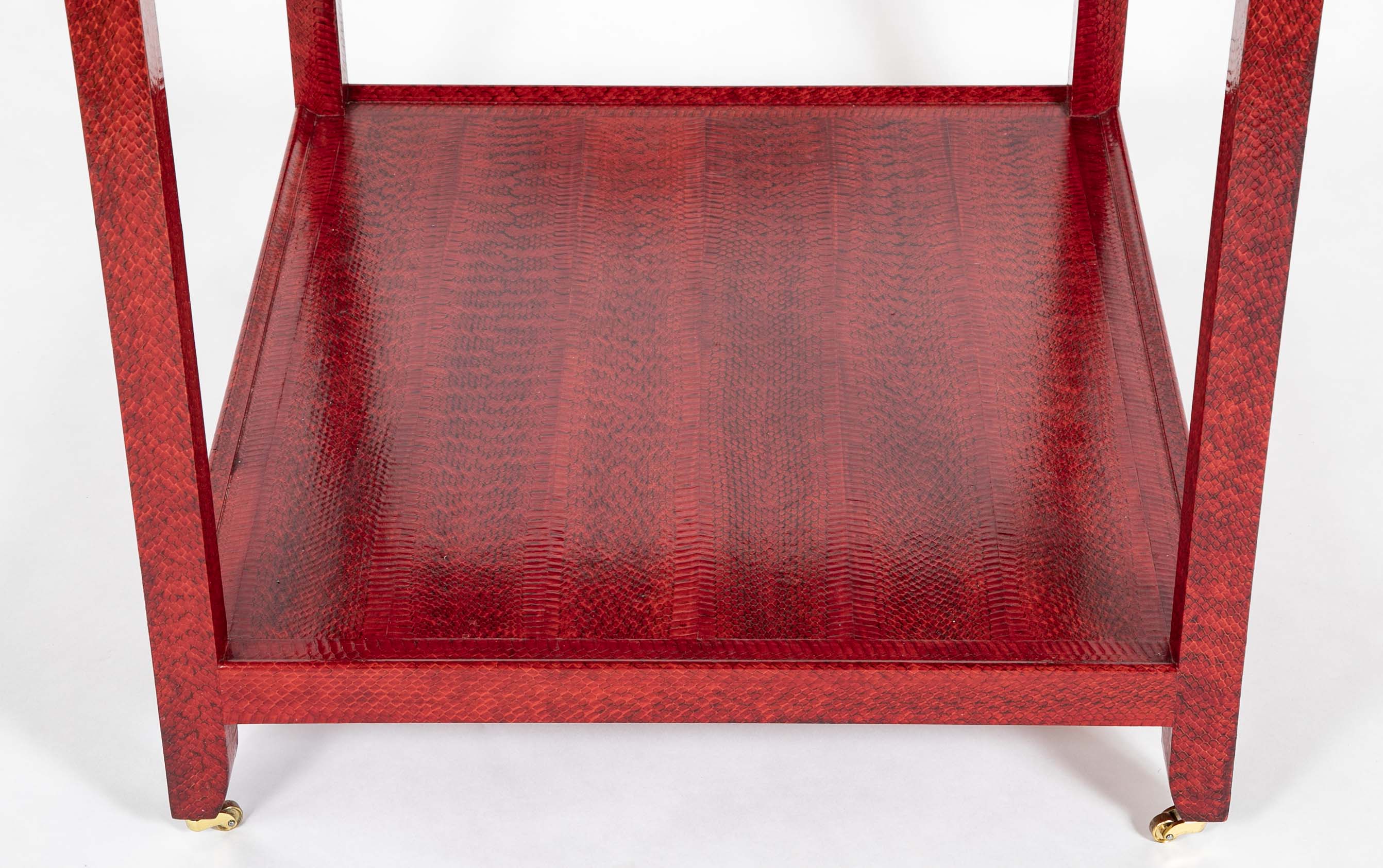 Karl Springer Red & Black Cobra Skin Table