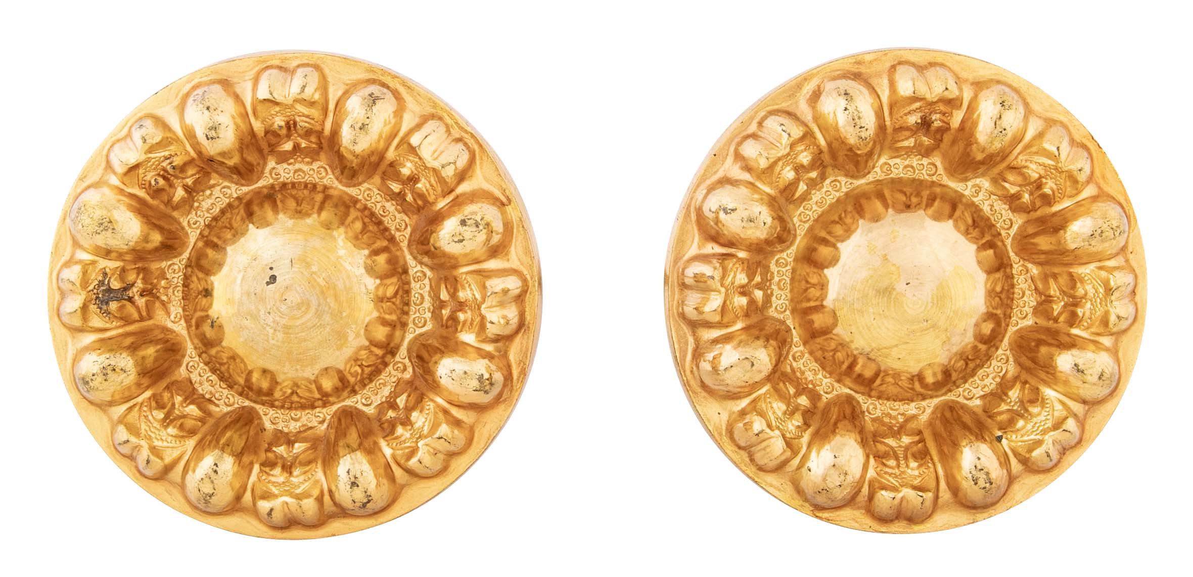 Pair of Gilt Brass Medallion Floral Tie Backs