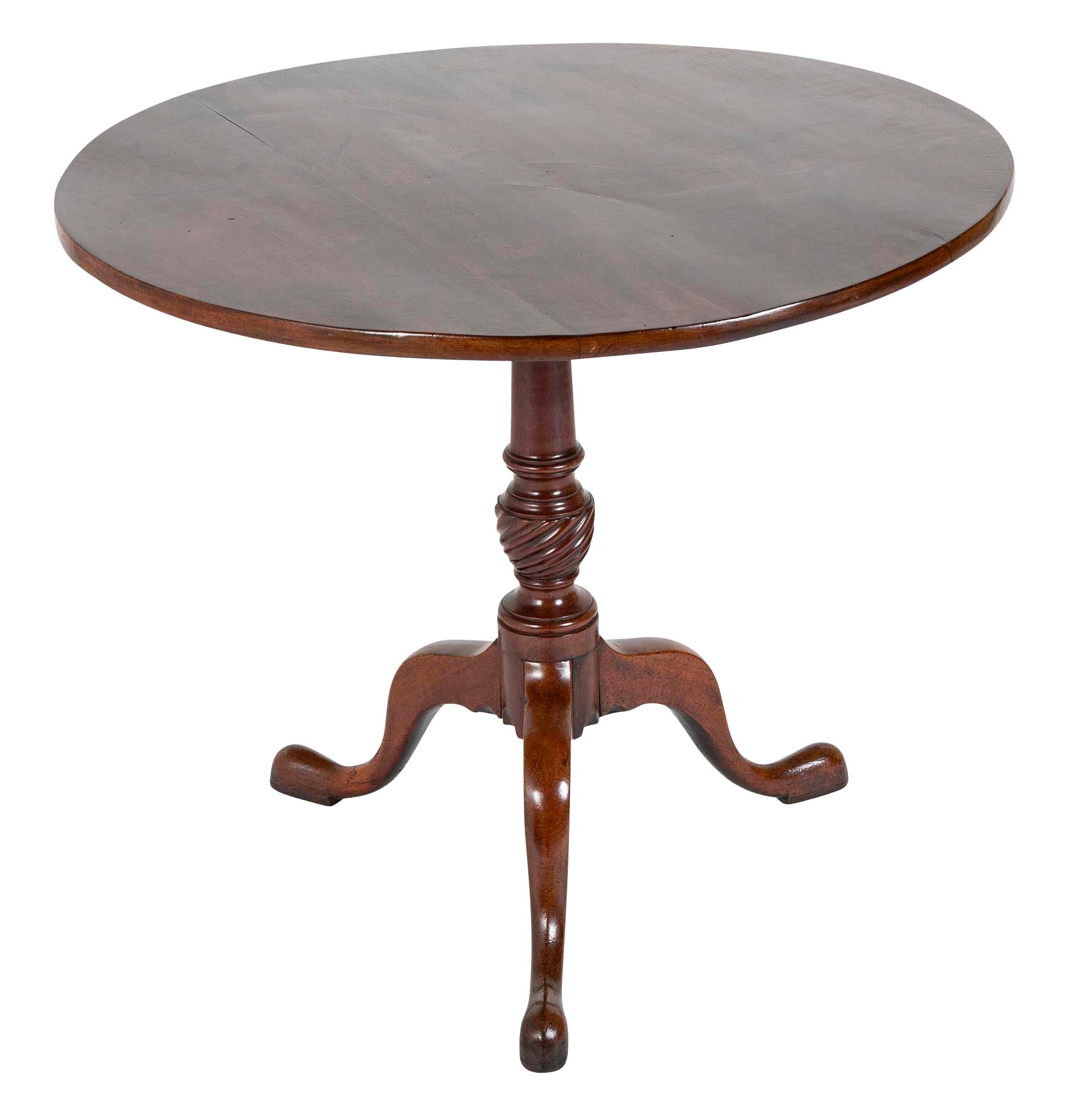 Mahogany Round Tilt Top Queen Anne Tea Table on 3 Cabriole Legs
