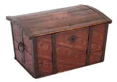 19th Century Metal Bound Red Painted Elm Chest