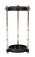 Leather and Metal Umbrella Stand Attributed to Jacques Adnet