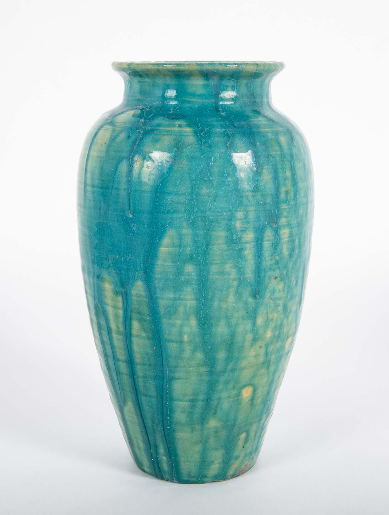 Baluster Form Pewabic Pottery Vase with Vibrant Iridescent Glaze