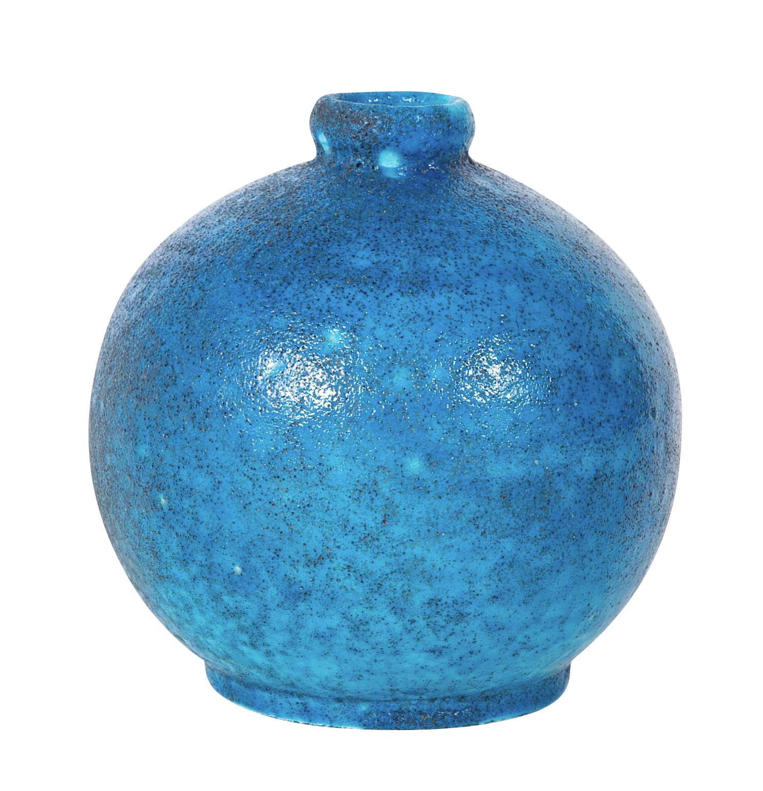 Edmond Lachenal Blue Crackled Enamel Glazed Ball Vase