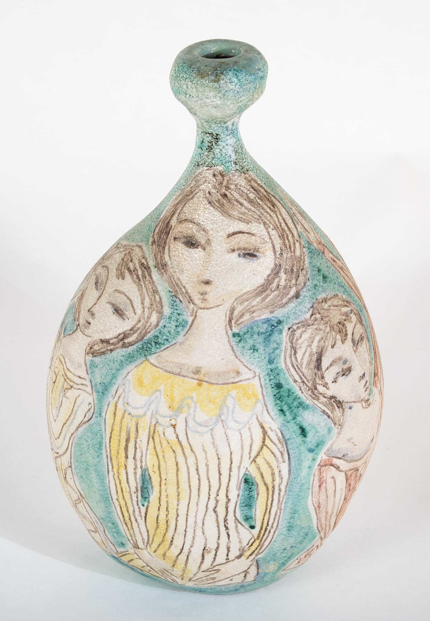 "Ronde de Jeunes Femmes, 1956" Pyriform Ceramic Vase by Marcello Fantoni