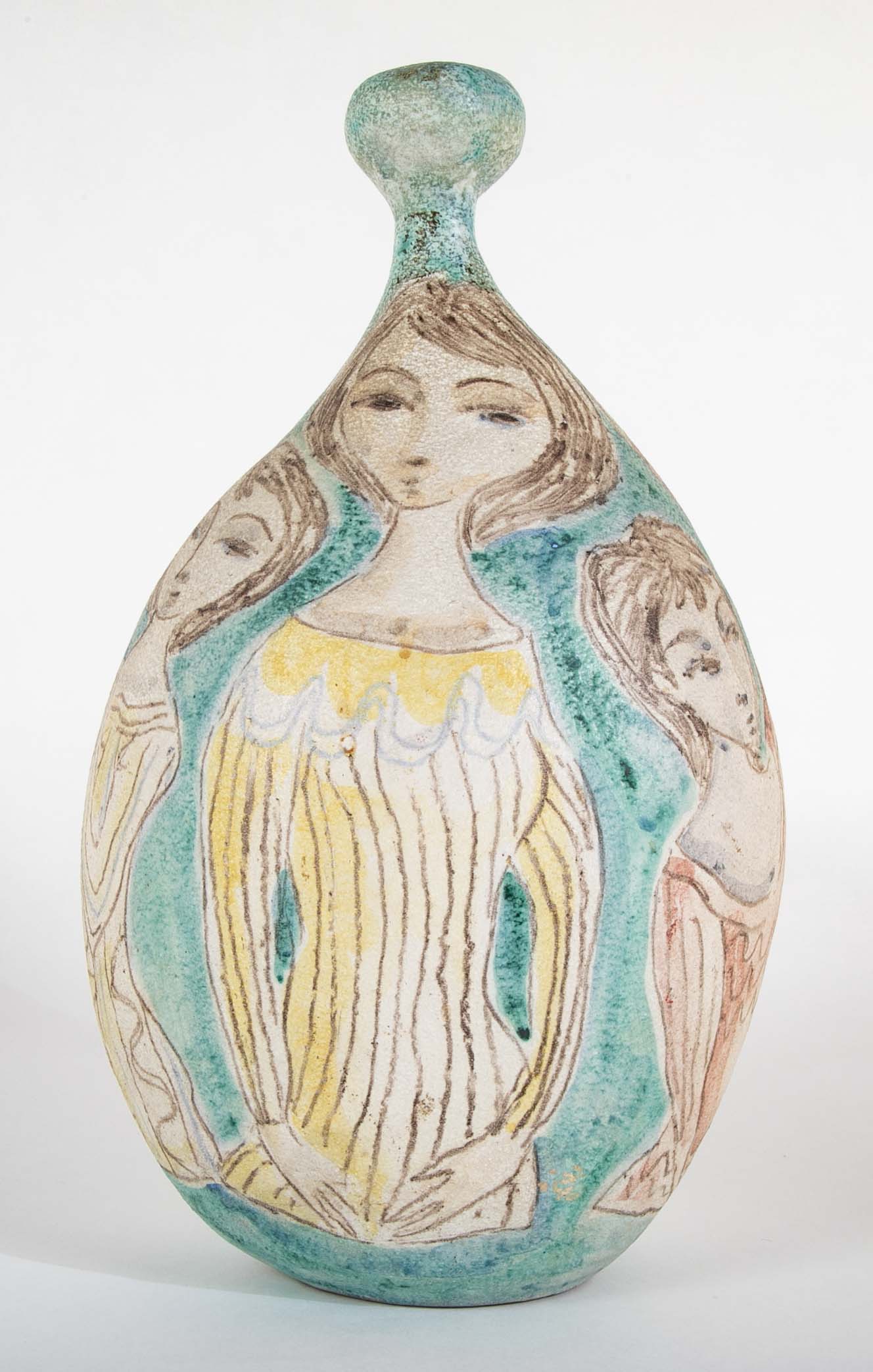"Ronde de Jeunes Femmes, 1956" Pyriform Ceramic Vase by Marcello Fantoni