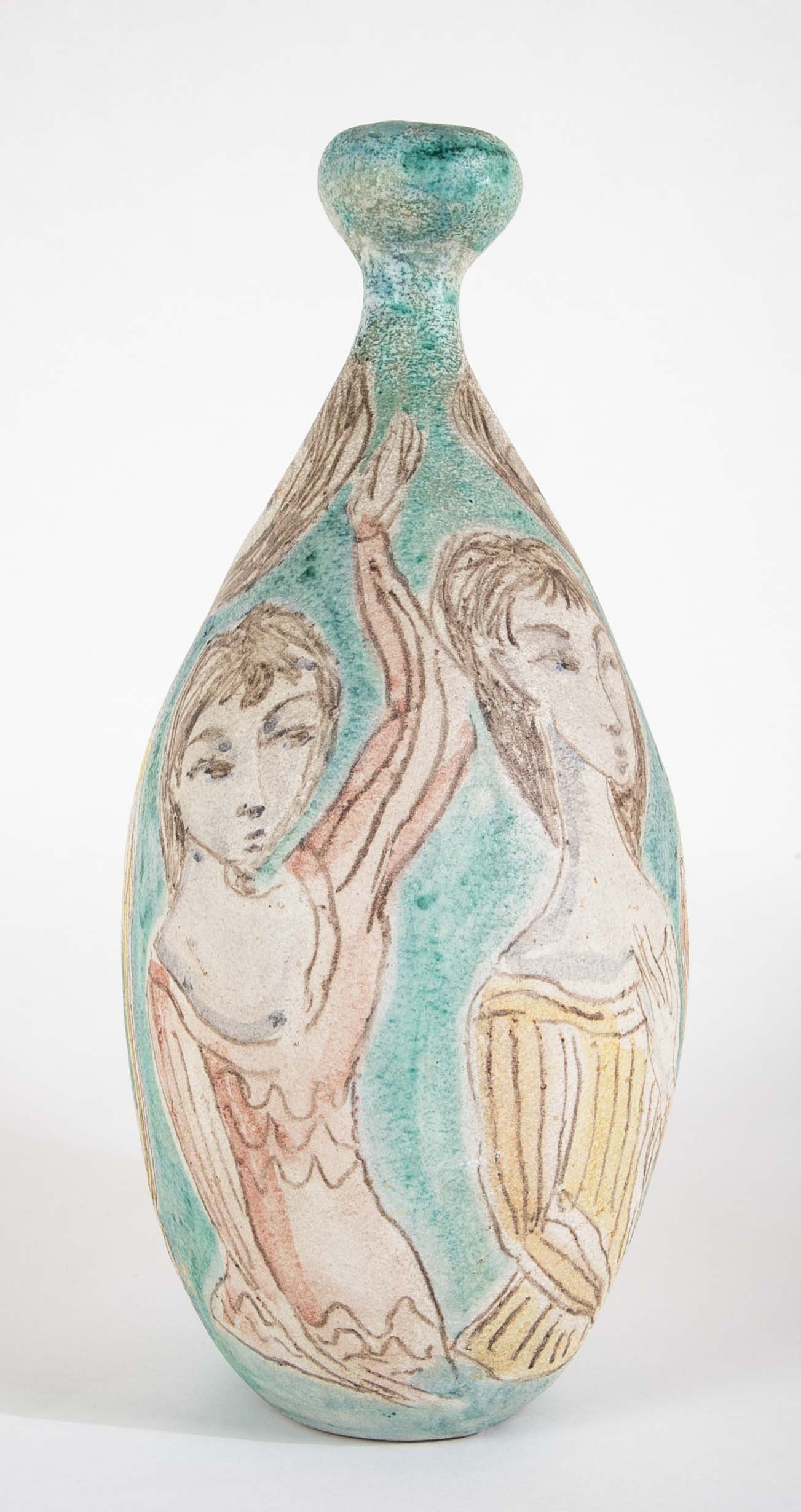 "Ronde de Jeunes Femmes, 1956" Pyriform Ceramic Vase by Marcello Fantoni