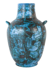 A Jacques Blin Sgraffito Glazed Stoneware Vase with Animal Decor