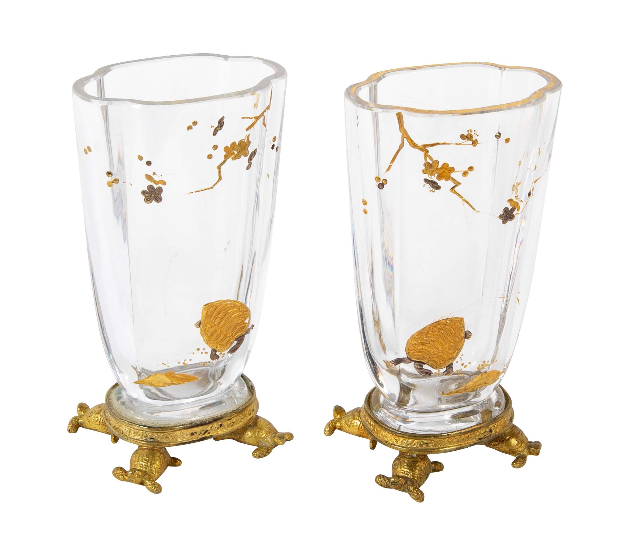 Pair of French Aesthetic Movement Baccarat Glass Vases