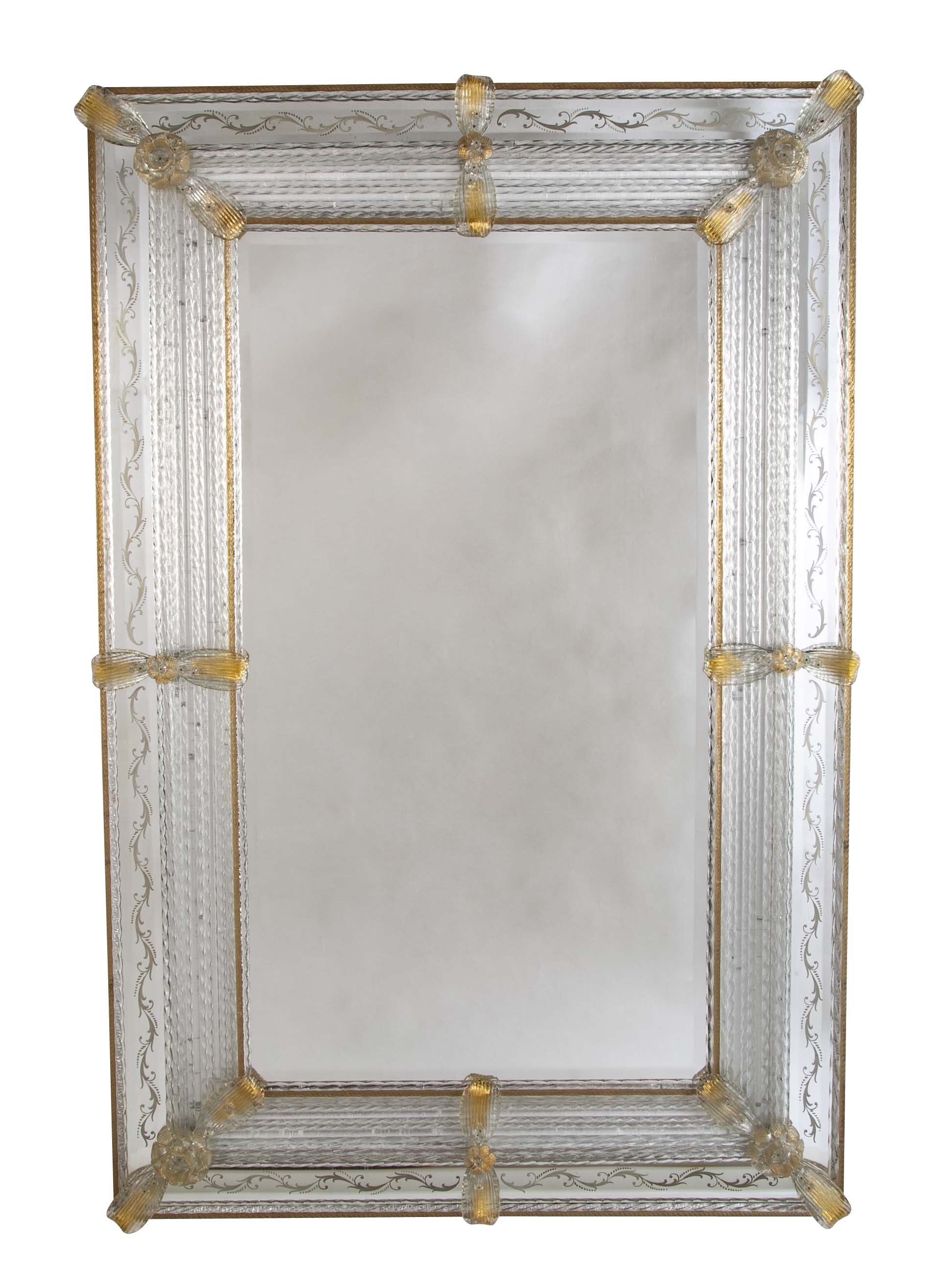 Archimede Seguso Italian Murano Glass Framed Mirror