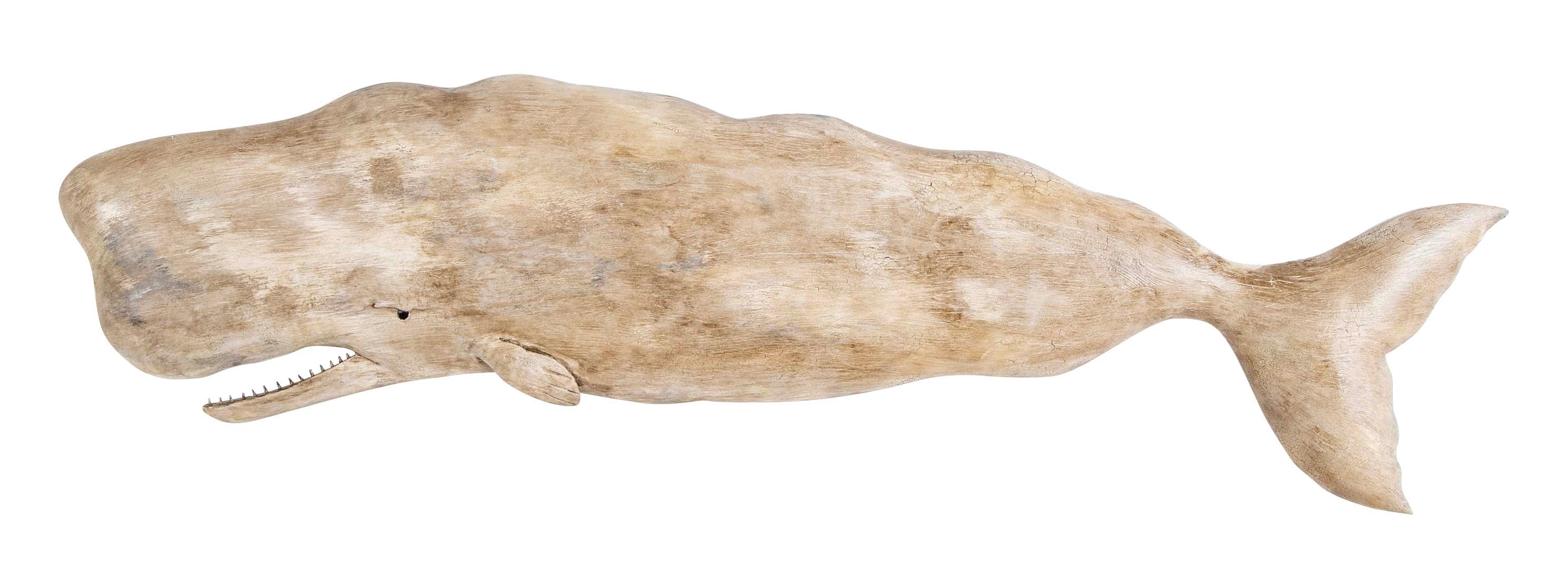 Carved and Painted Wood White Sperm Whale by Roger Mitchell