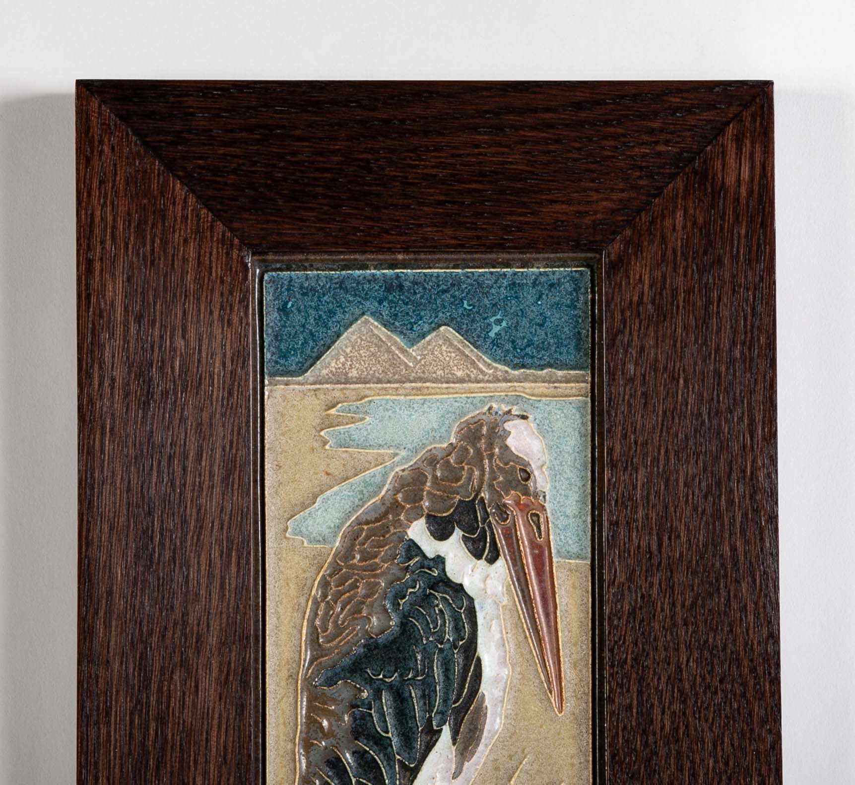 Two Dutch Royal Delft Cloisonne Tiles with Egyptian Marabou Design