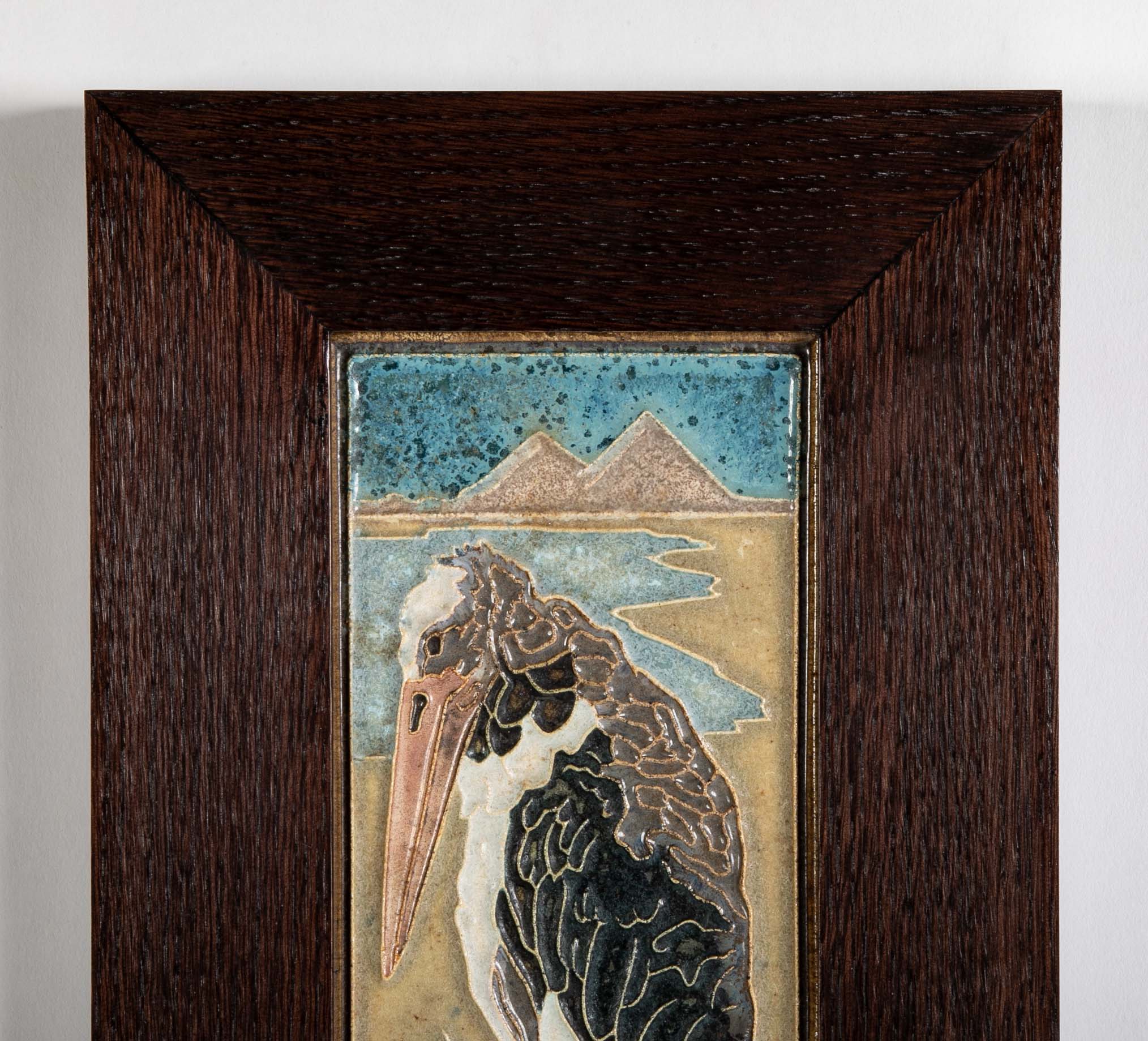Two Dutch Royal Delft Cloisonne Tiles with Egyptian Marabou Design