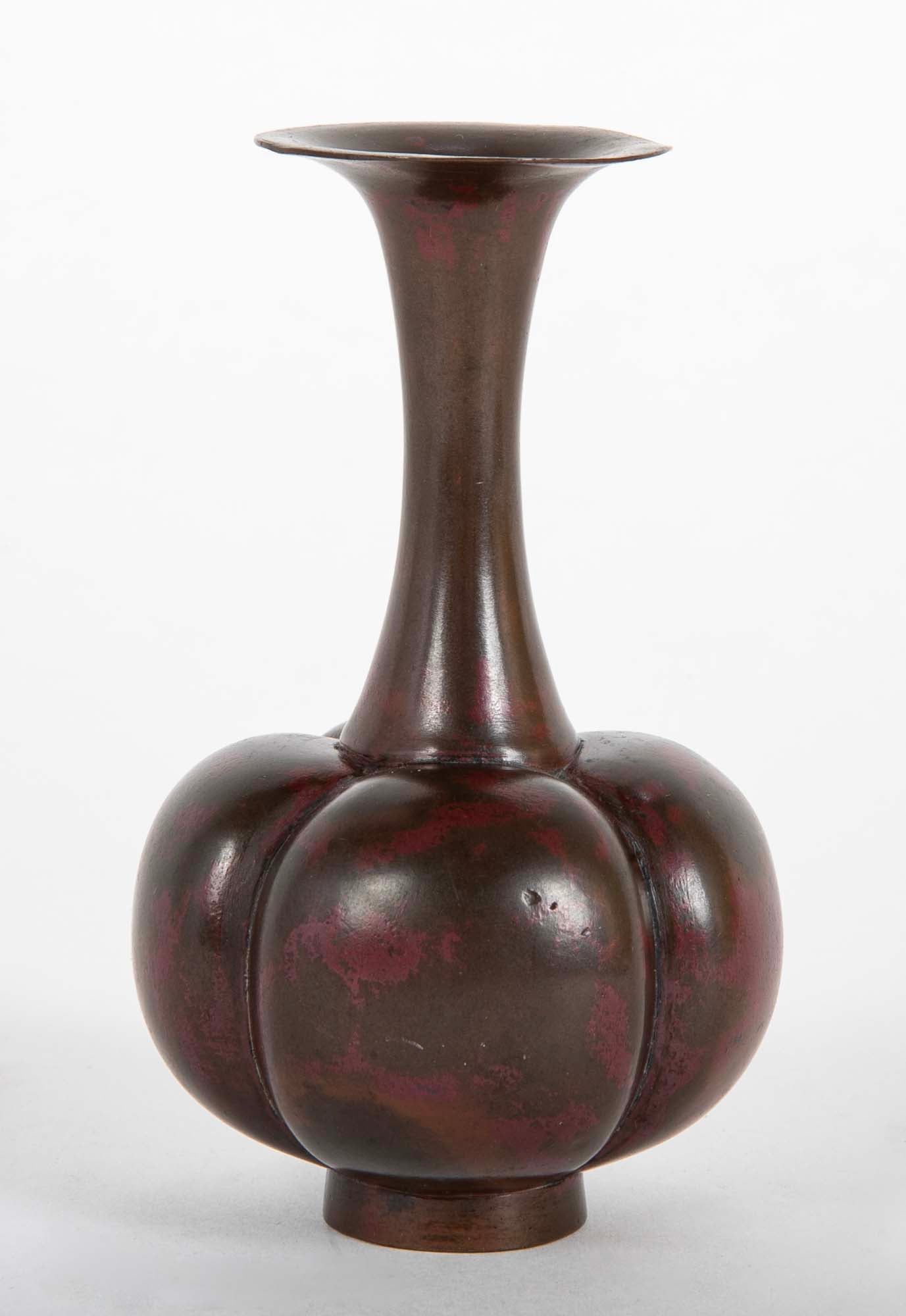Japanese Red Patinated Bronze Vase