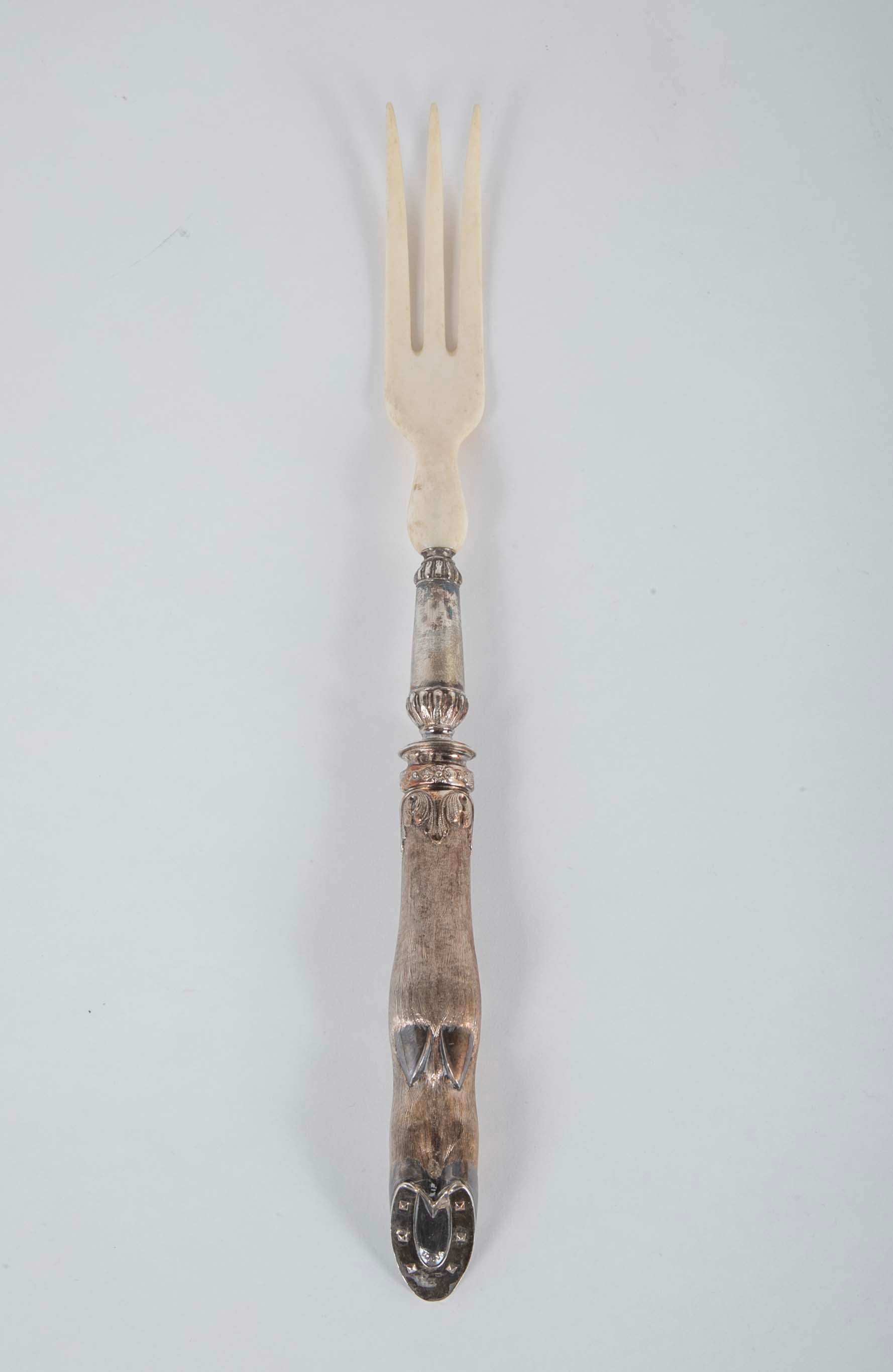 Set Of Silver Handled Hoof Leg Silverware