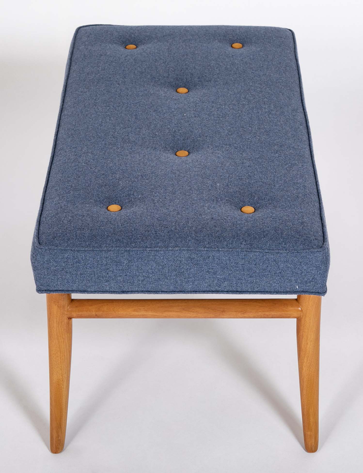 Pair of T.H. Robsjohn-Gibbings Model 2021 Mahogany Upholstered Seat Benches
