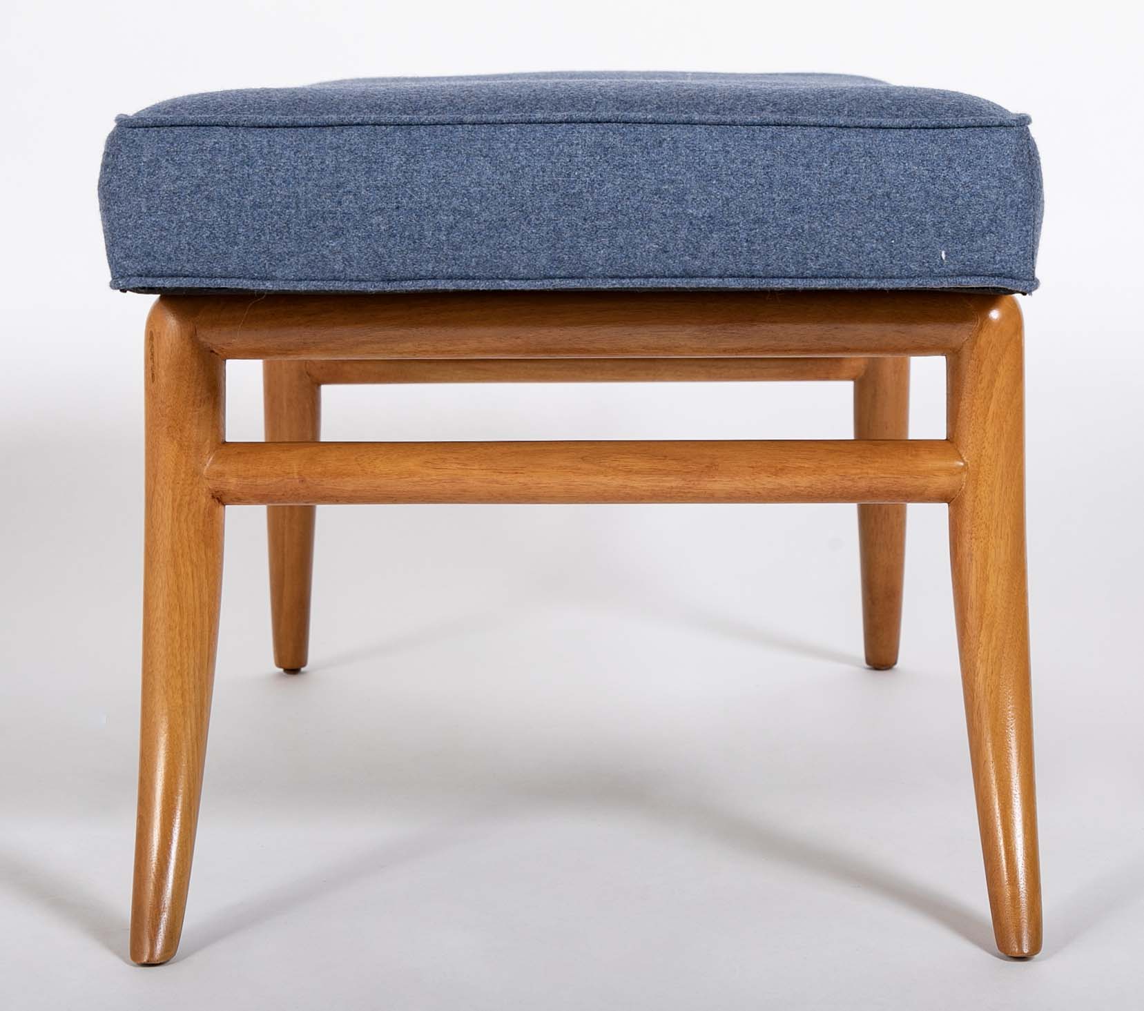 Pair of T.H. Robsjohn-Gibbings Model 2021 Mahogany Upholstered Seat Benches
