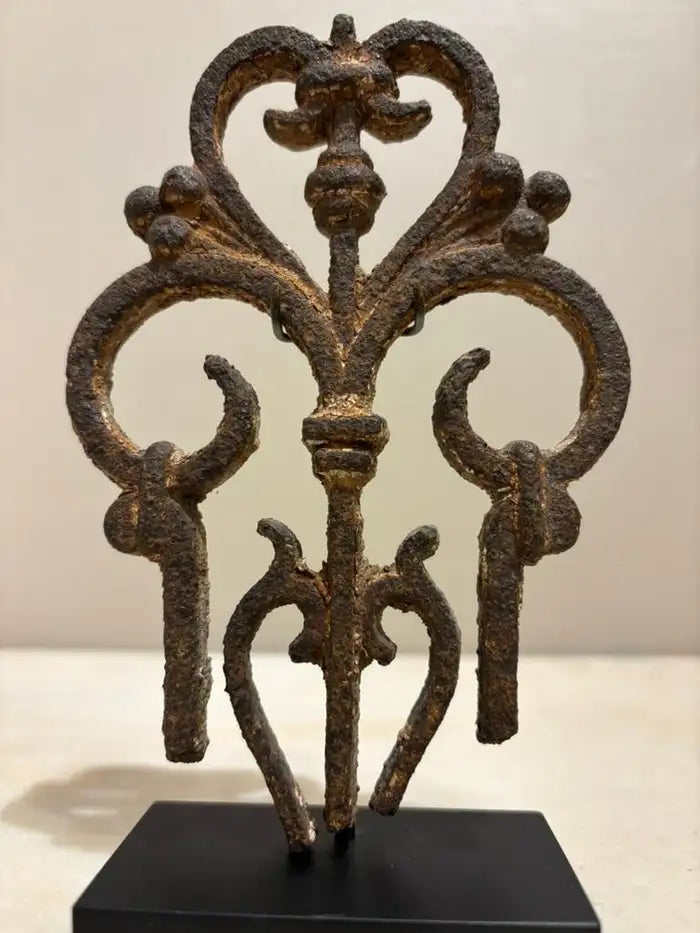 Two 17th Century French Iron Choir Screen Fragments, Mounted on Custom Bases
