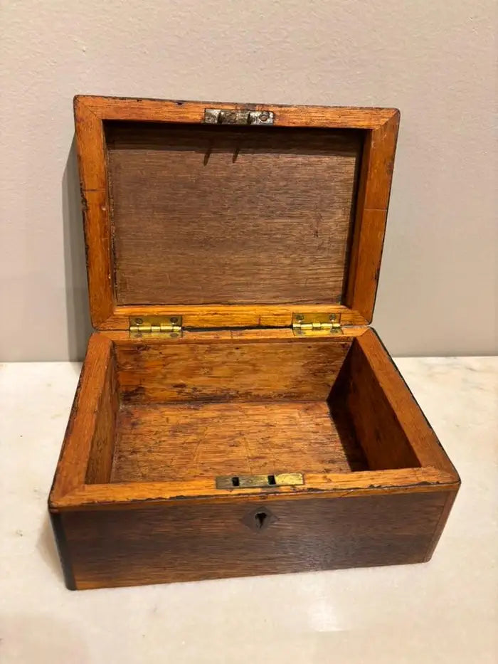 19th Century Walnut Box With Bone and Mother-of-Pearl Inlay