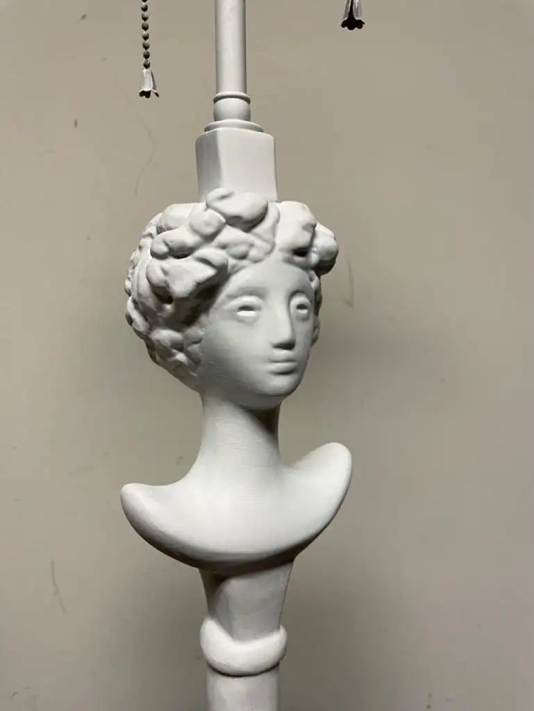 Pair Painted Plaster Table Lamps After Alberto Giacometti, "Tete de Femme"