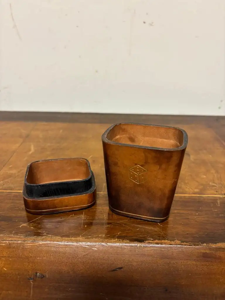 Vintage Italian Leather Gambling Dice Cup