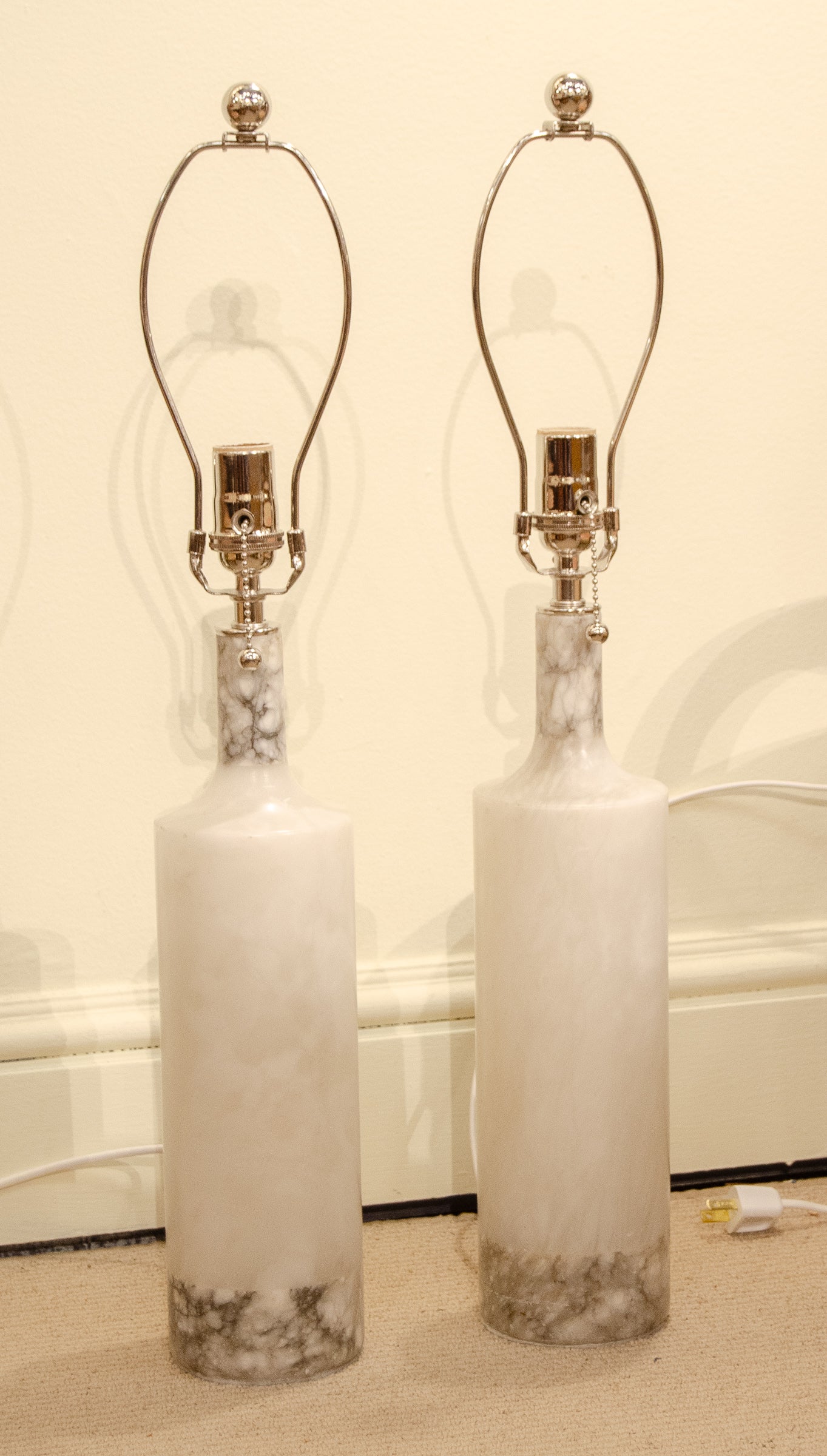 Pair of Alabaster and Marble Table Lamps