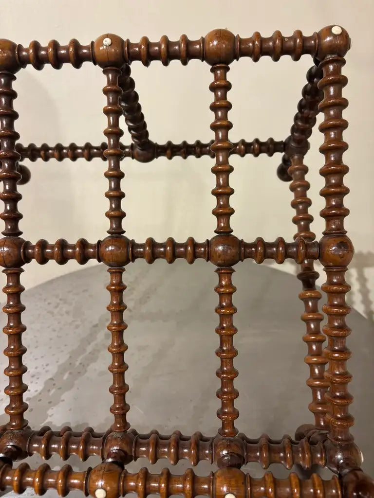 19th Century English Regency Turned Elmwood Book Stand with Bone Decoration