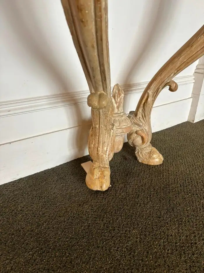 18th Century Italian Carved Rams Head Console Table With Scagliola Top