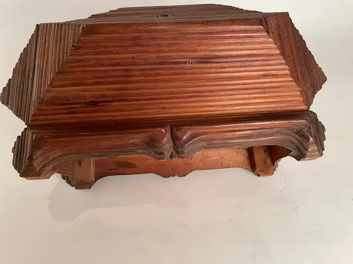 Tramp Art Box of Large Scale and Unusual Form