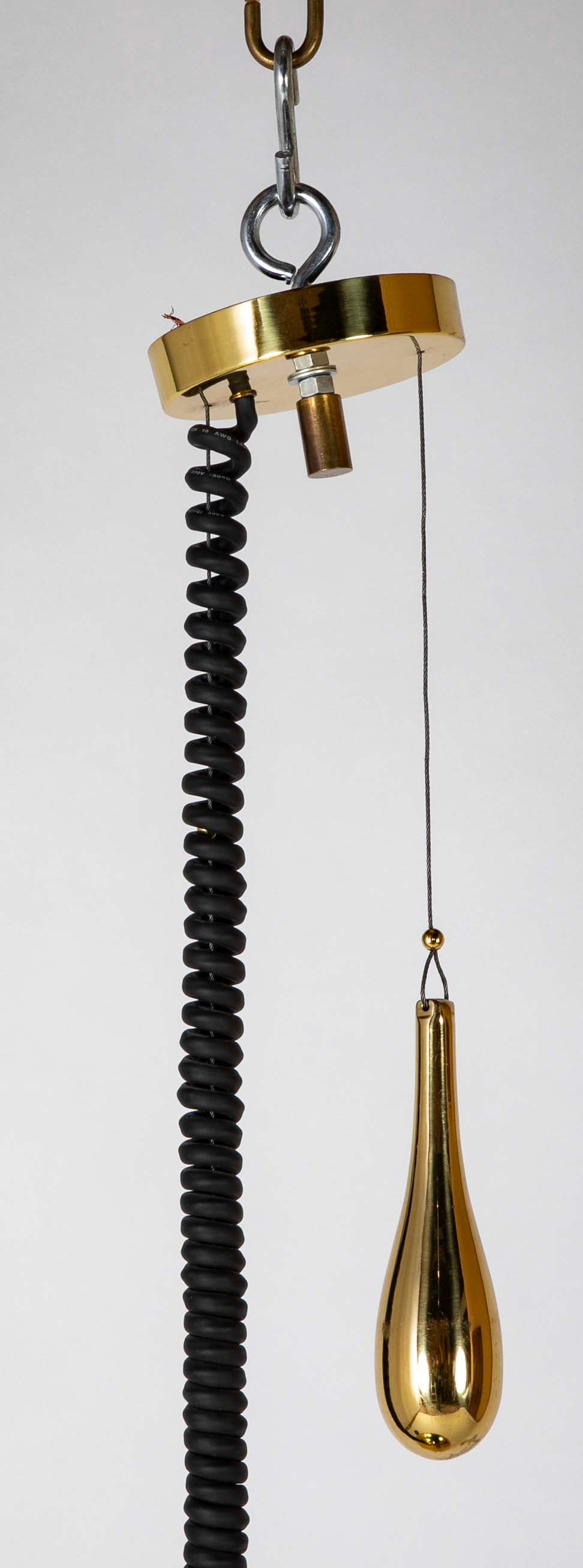 Mid-Century Counterweight-Adjustable Pierced Brass Pendant