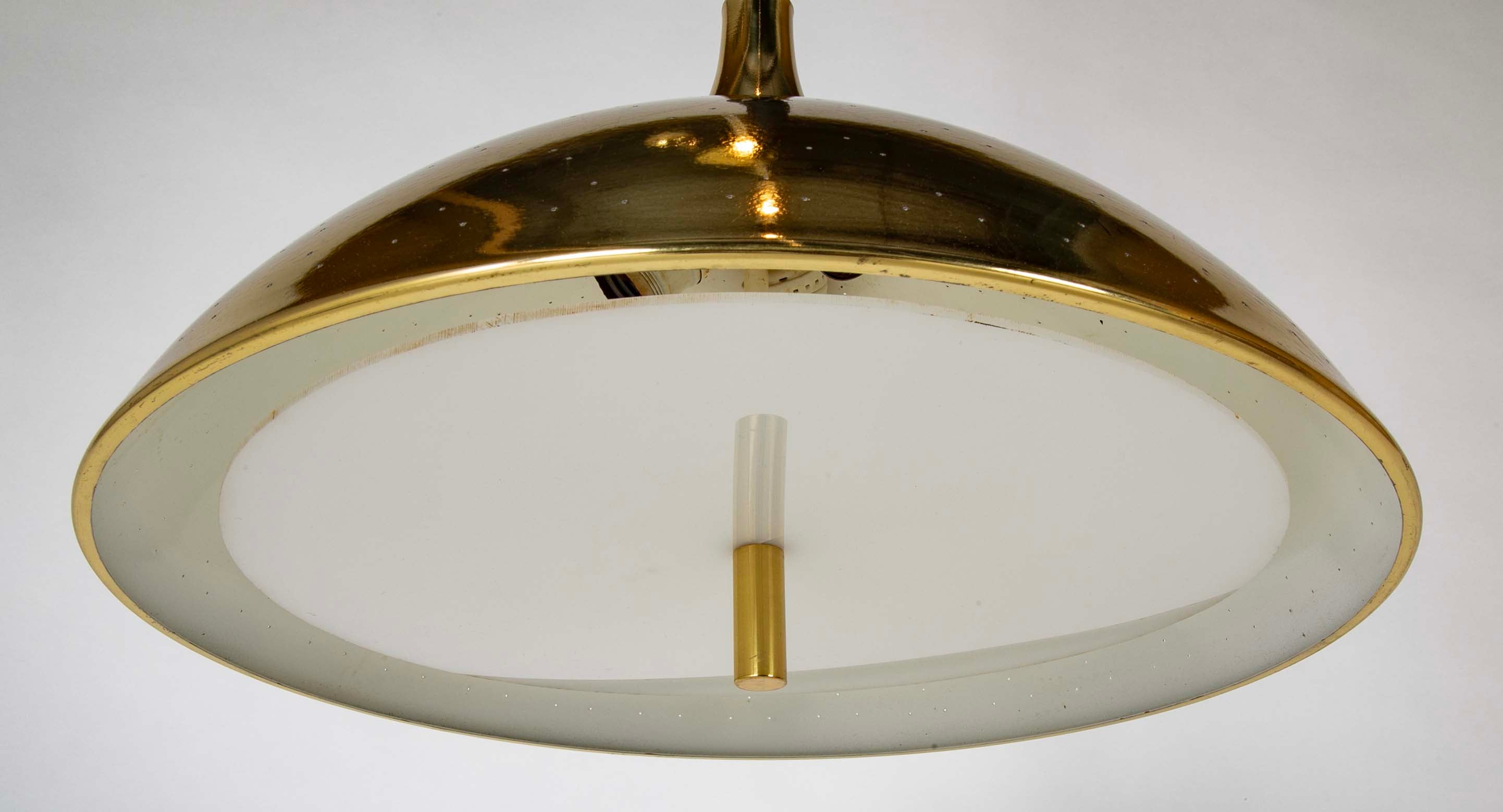 Mid-Century Counterweight-Adjustable Pierced Brass Pendant