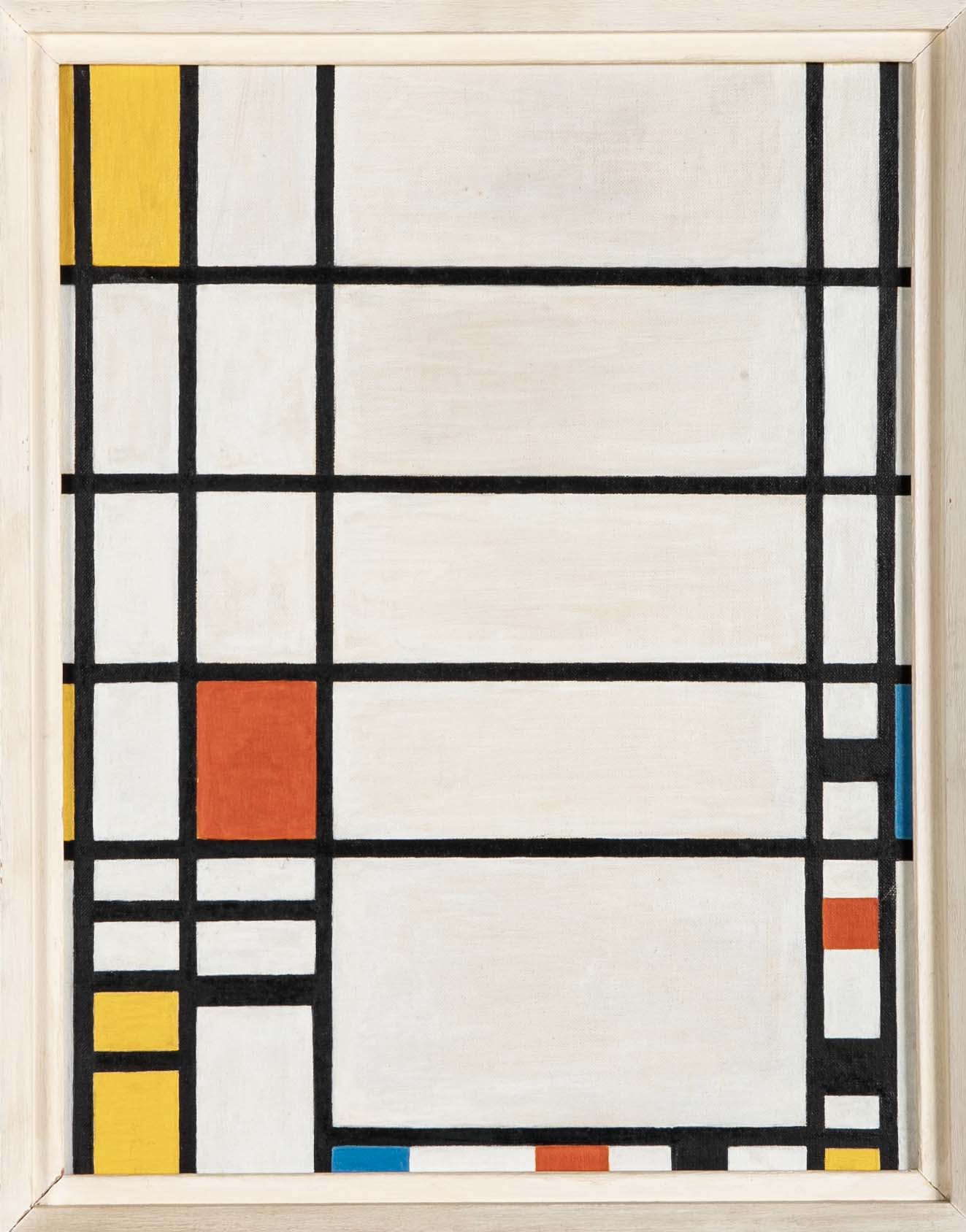 Mid-Century Unsigned Oil on Board Inspired by Mondrian