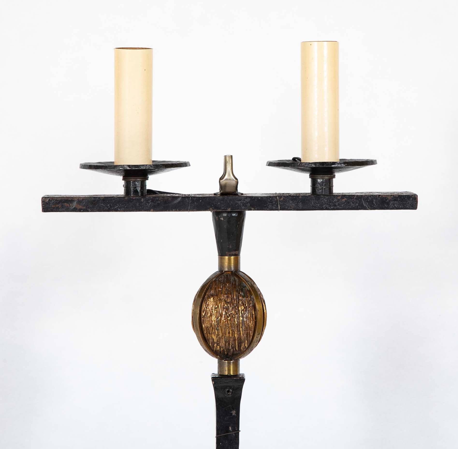 French Custom 1950's Bronze Lamp Inspired by Giacometti