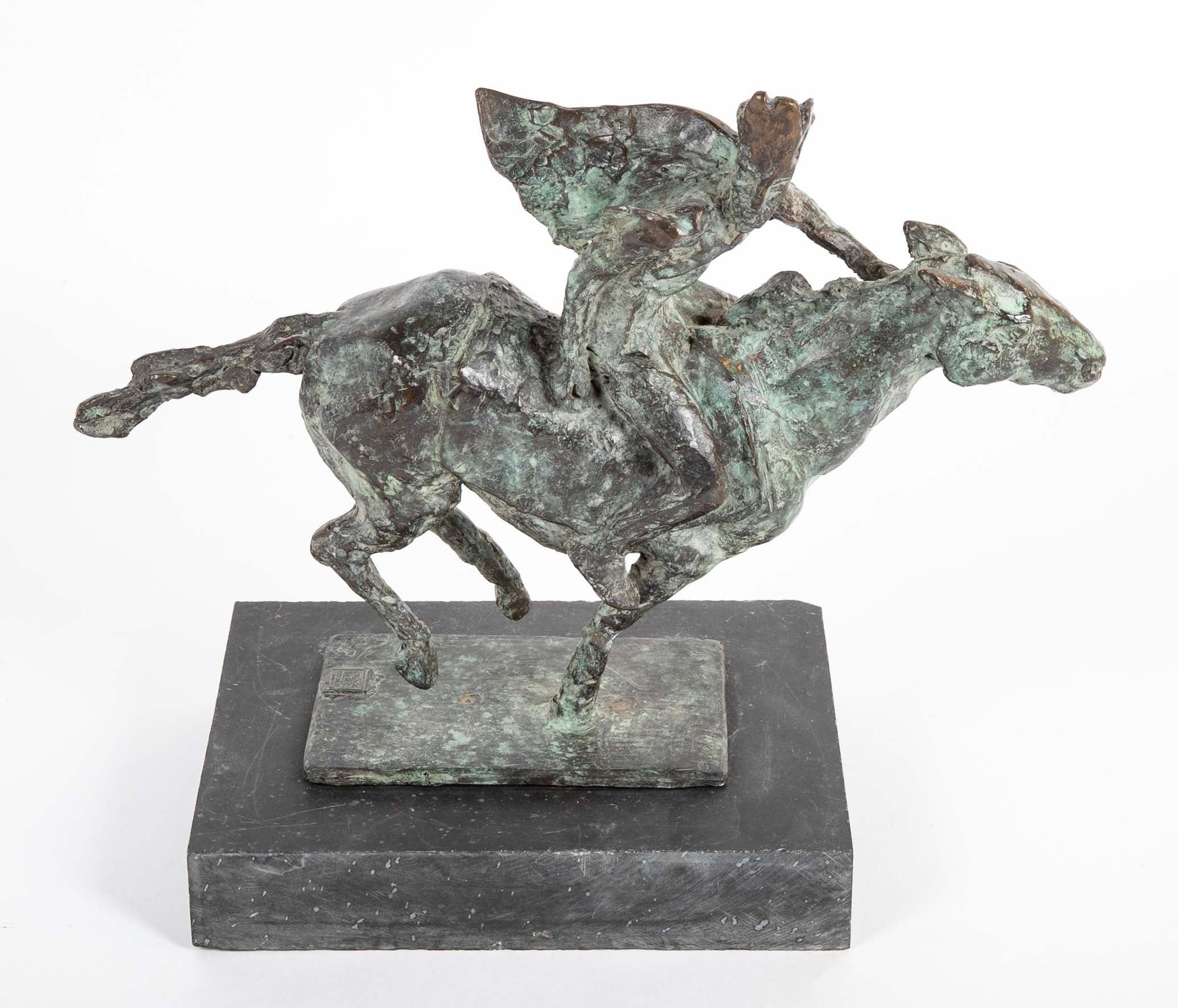 Black Isle Bronze by Leonie Gibbs of a Winged Figure on a Horse