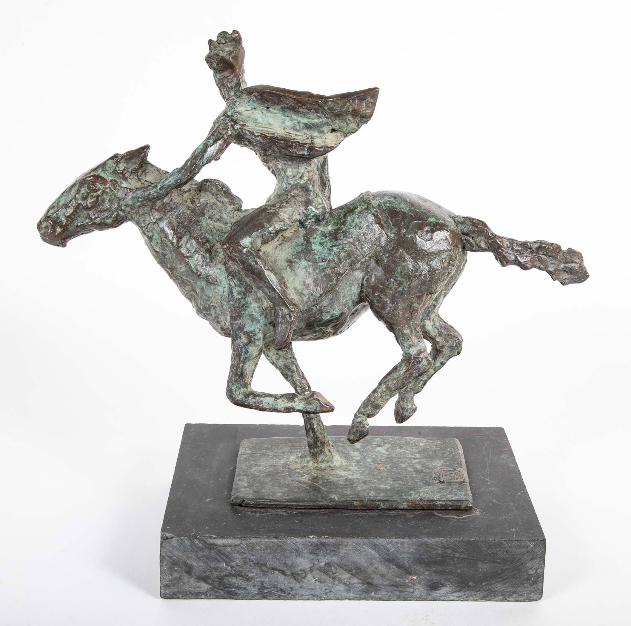 Black Isle Bronze by Leonie Gibbs of a Winged Figure on a Horse