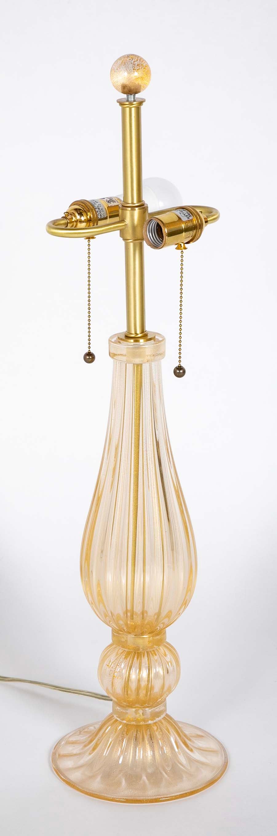 Pair of Murano Glass Lamps with Gold Flecks