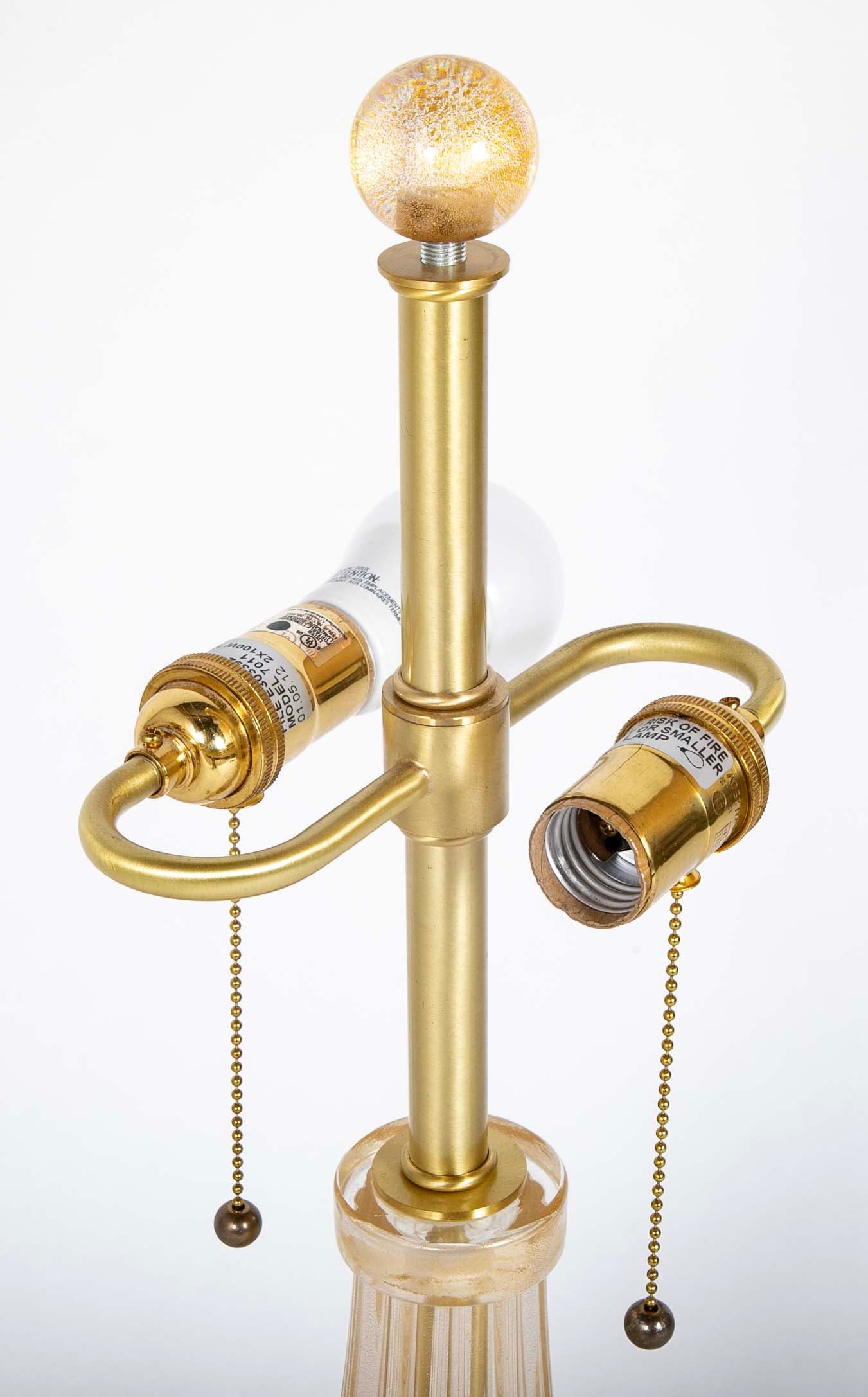 Pair of Murano Glass Lamps with Gold Flecks