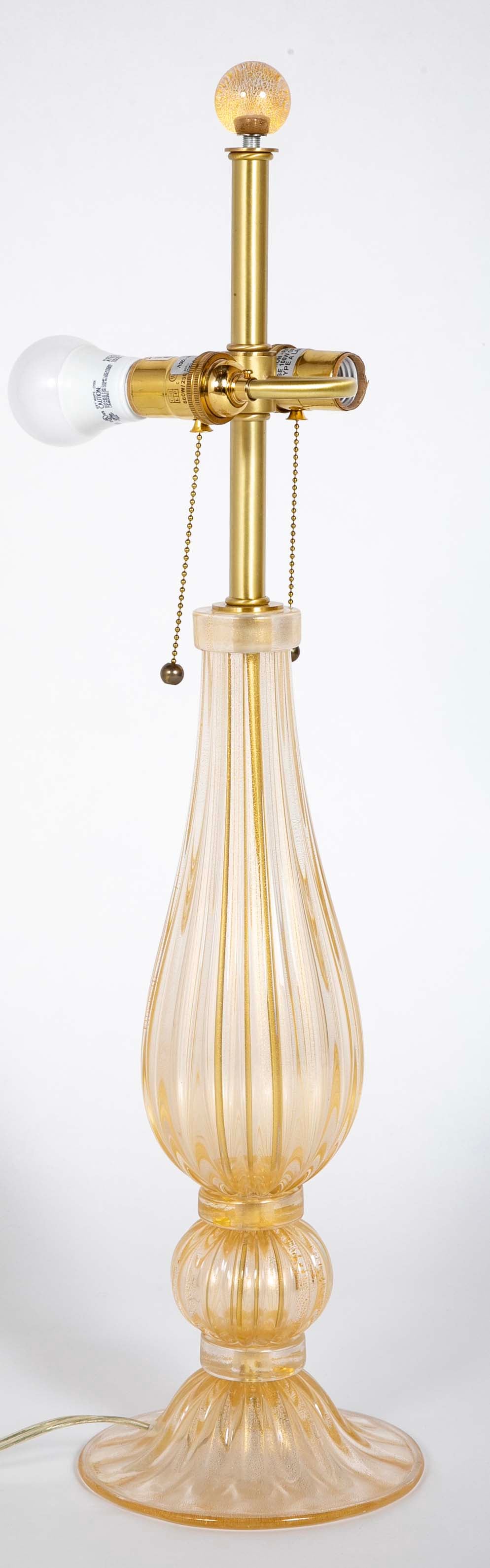 Pair of Murano Glass Lamps with Gold Flecks
