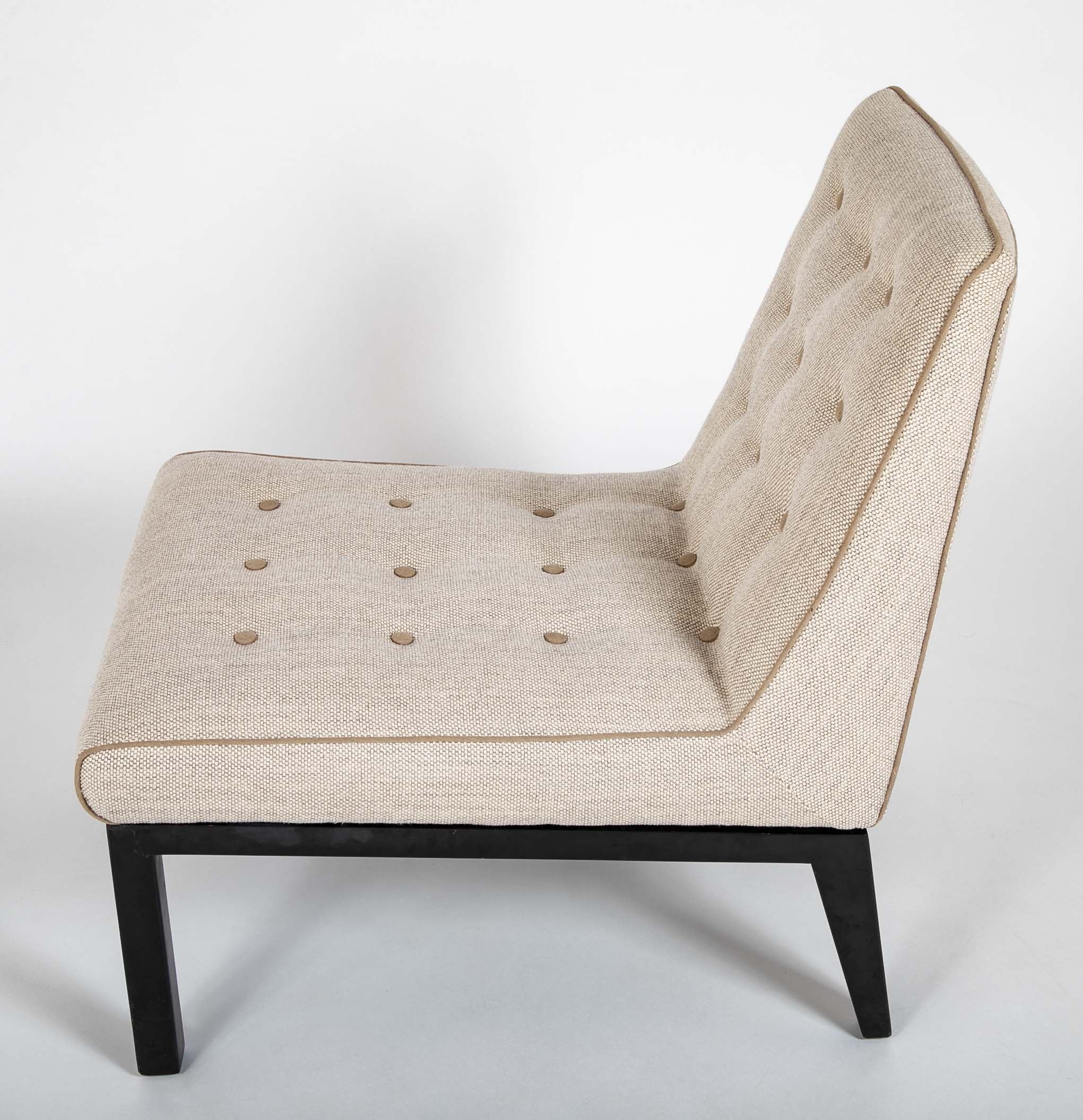 Pair of Mid-Century Slipper Chairs Designed by E. Wormley for Dunbar