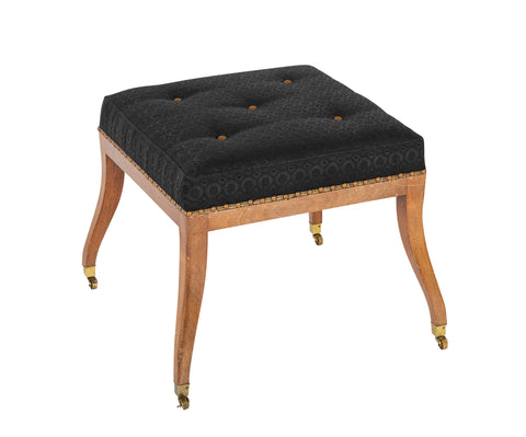 Georgian Stool Upholstered in Quality Black Horsehair